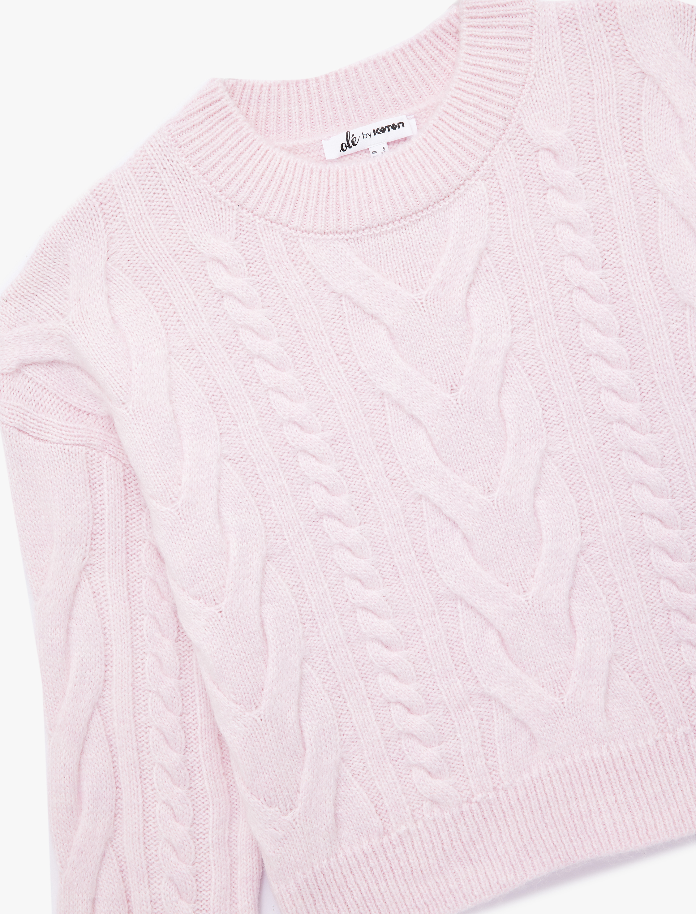   Uzun Kollu Bisiklet Yaka Saç Örgülü Triko Kazak