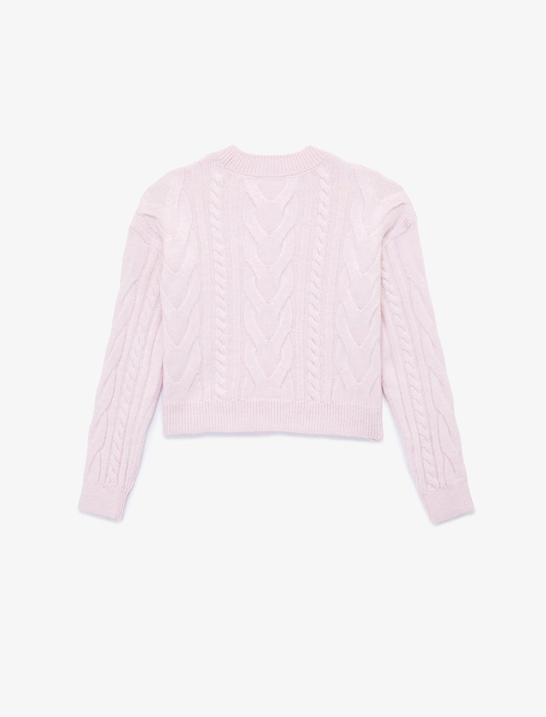   Uzun Kollu Bisiklet Yaka Saç Örgülü Triko Kazak