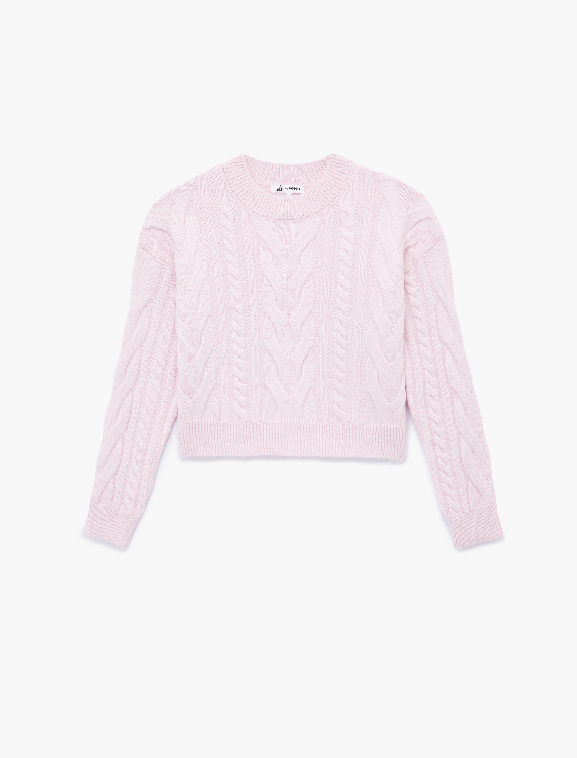   Uzun Kollu Bisiklet Yaka Saç Örgülü Triko Kazak