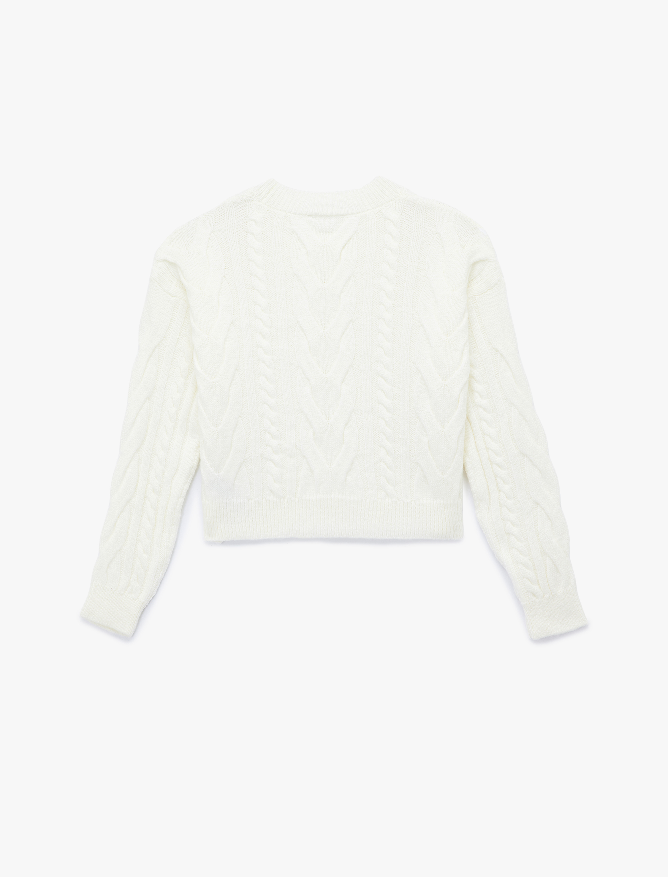   Uzun Kollu Bisiklet Yaka Saç Örgülü Triko Kazak