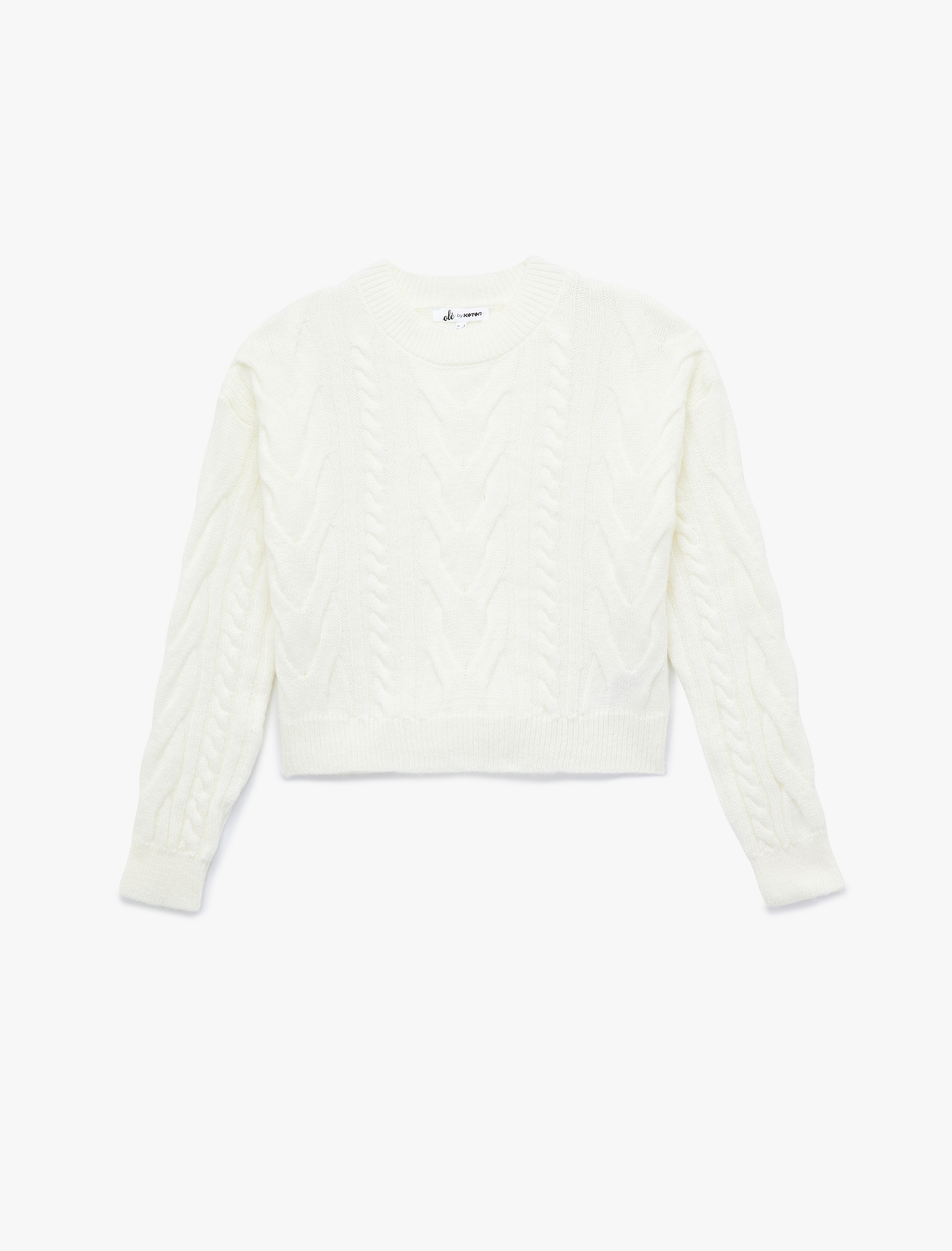   Uzun Kollu Bisiklet Yaka Saç Örgülü Triko Kazak