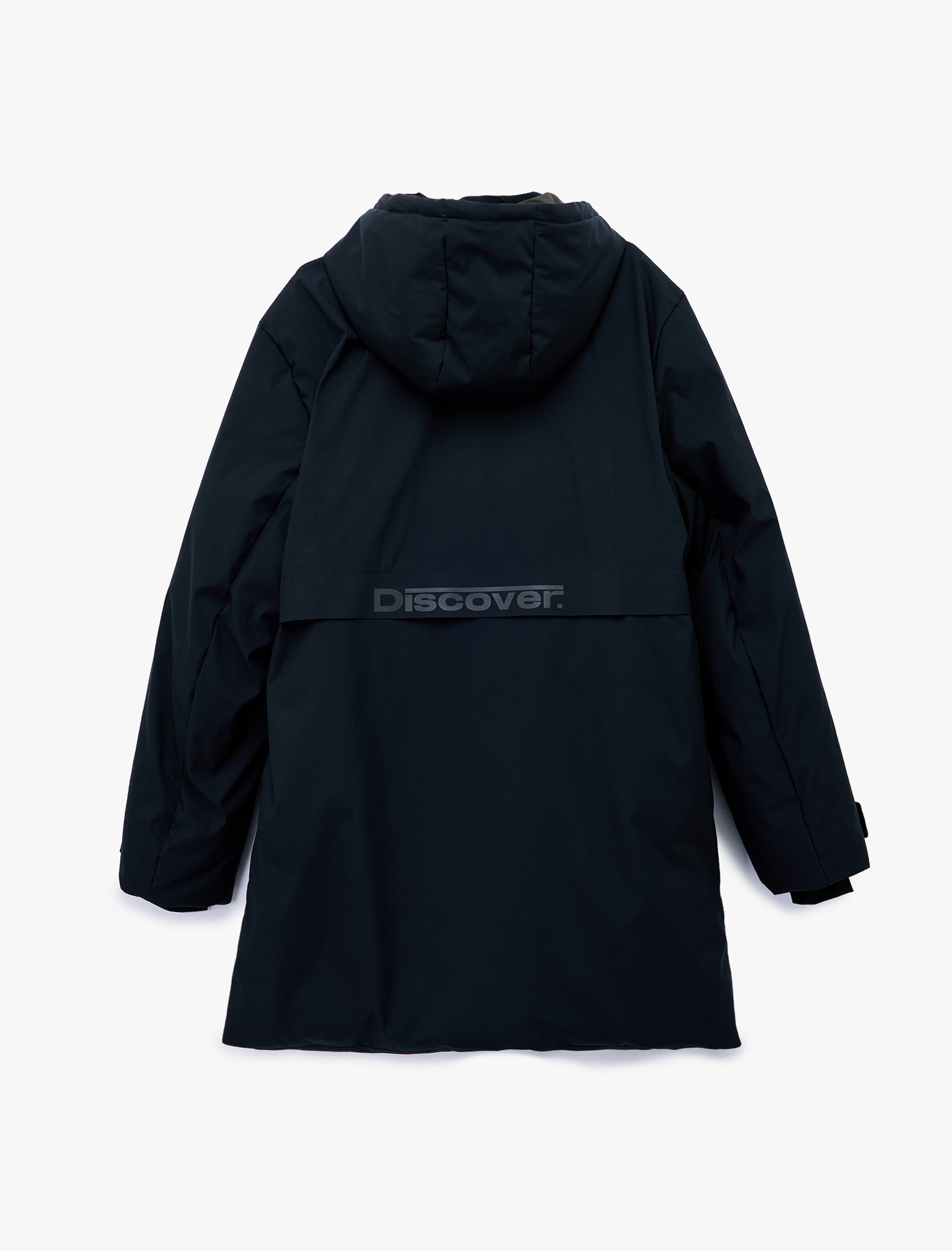   Uzun Kollu Baskılı Cepli Çıtçıt Düğme Detaylı Fermuarlı Kapüşonlu Parka