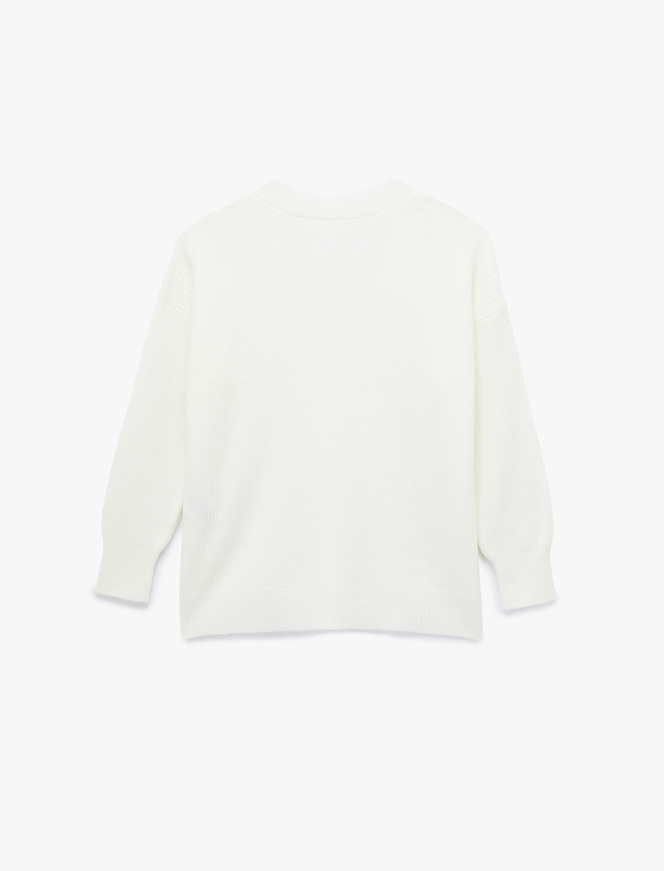   Uzun Kollu V Yaka Triko Kazak