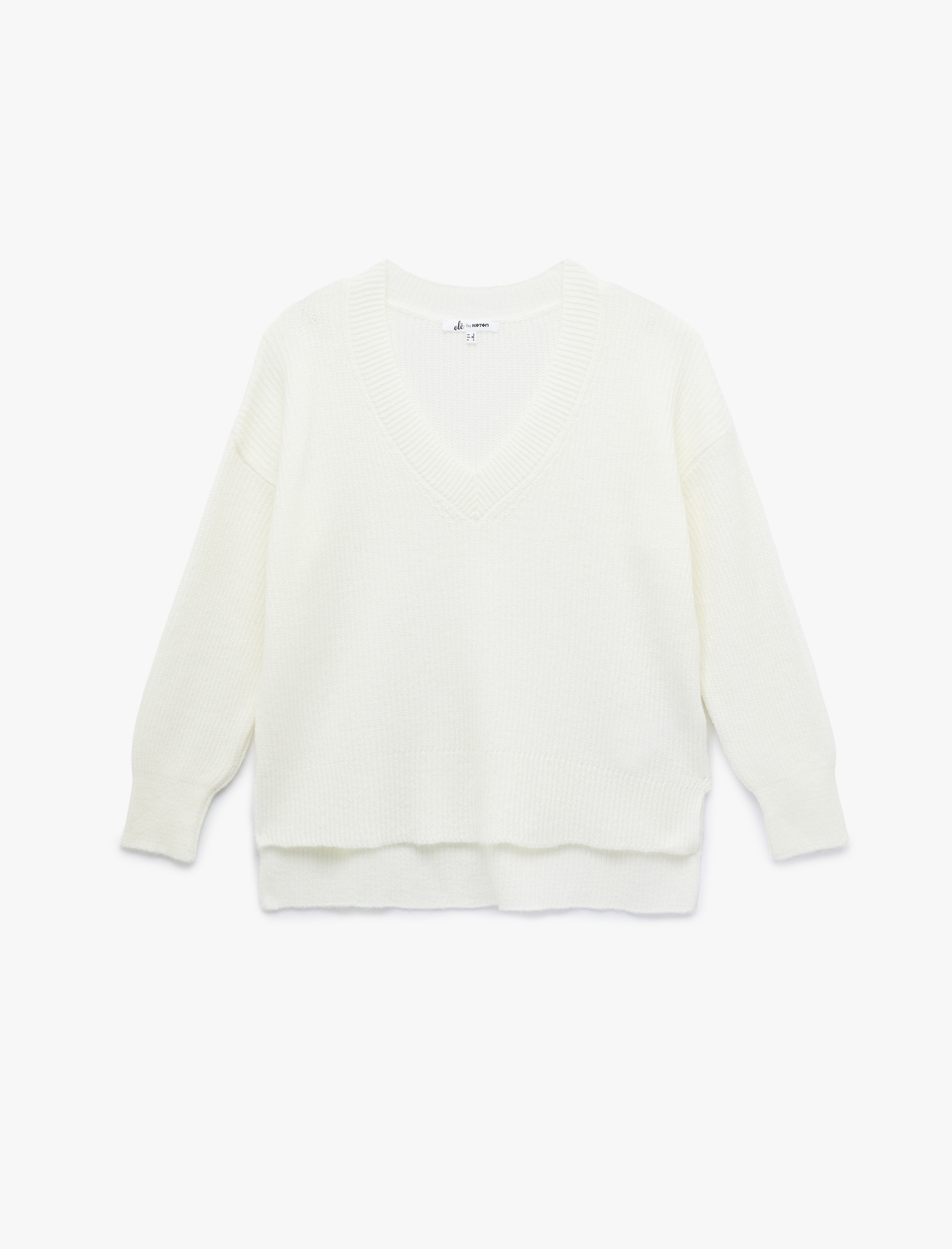   Uzun Kollu V Yaka Triko Kazak