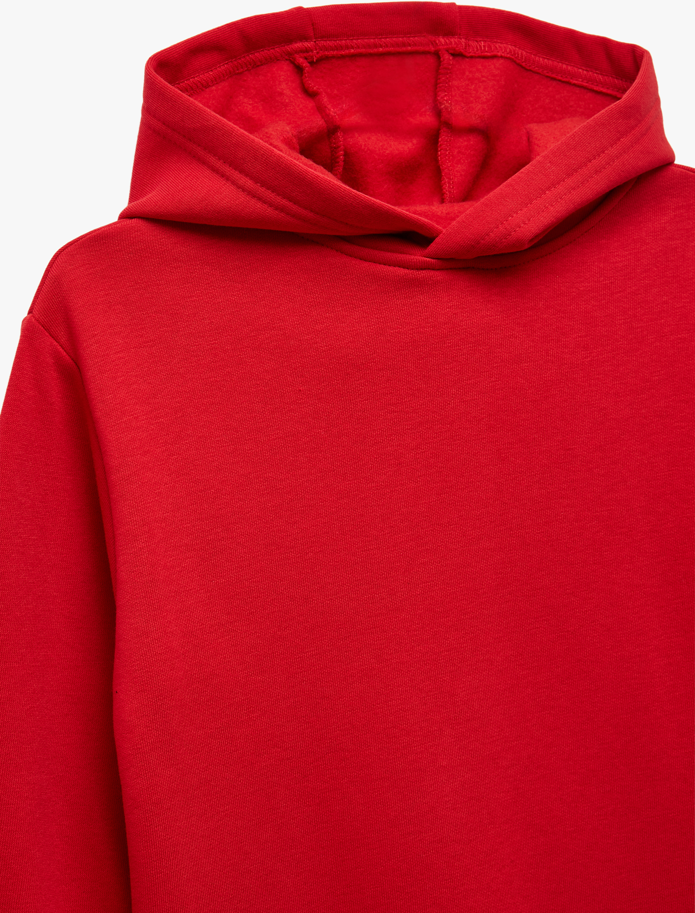  Erkek Çocuk Oversize Şardonlu Uzun Kollu Basic Kapşonlu Sweatshirt