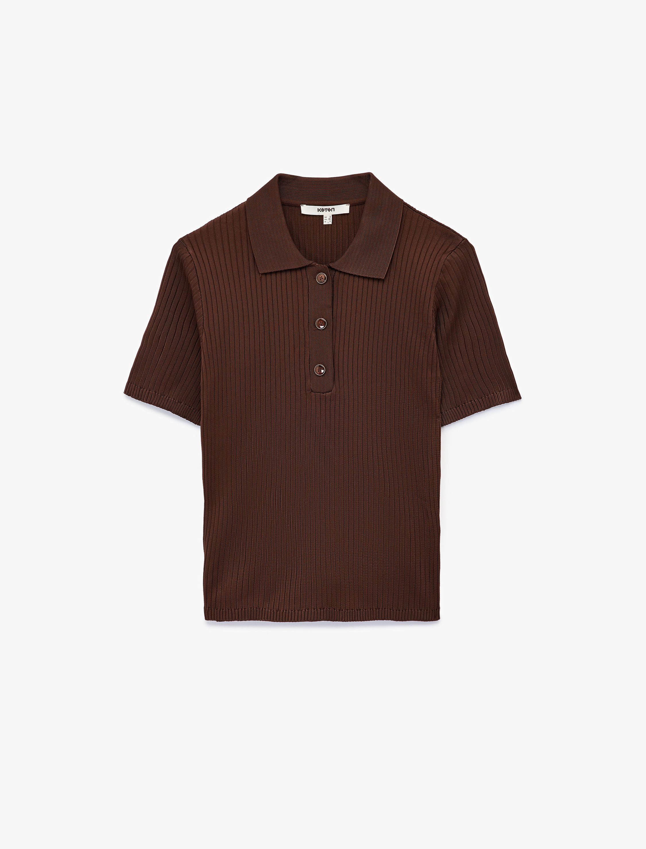   Yarım Düğmeli Kısa Kollu Polo Yaka Triko Kazak