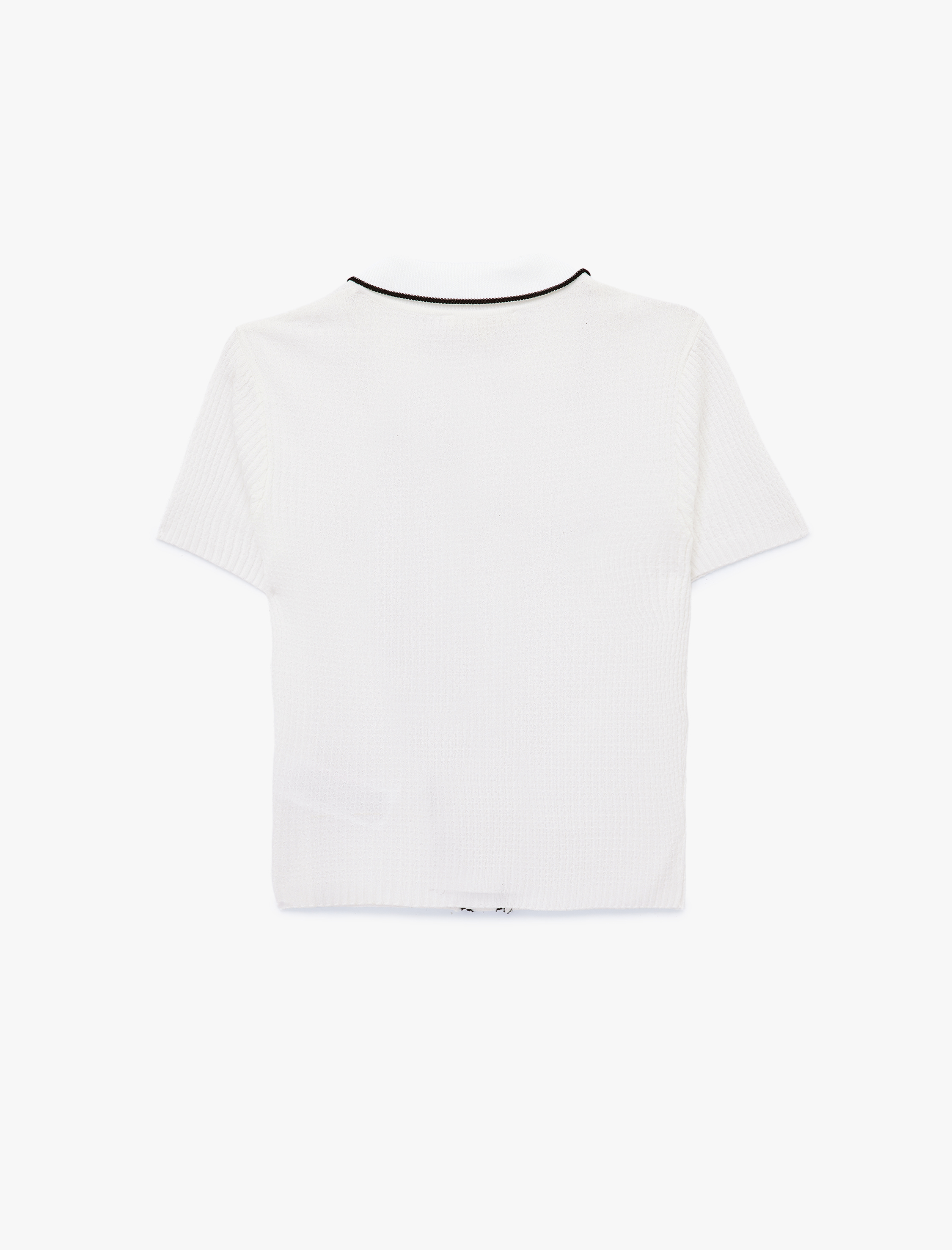   Cep Detaylı Düğmeli Polo Yaka Kısa Kollu Triko Kazak