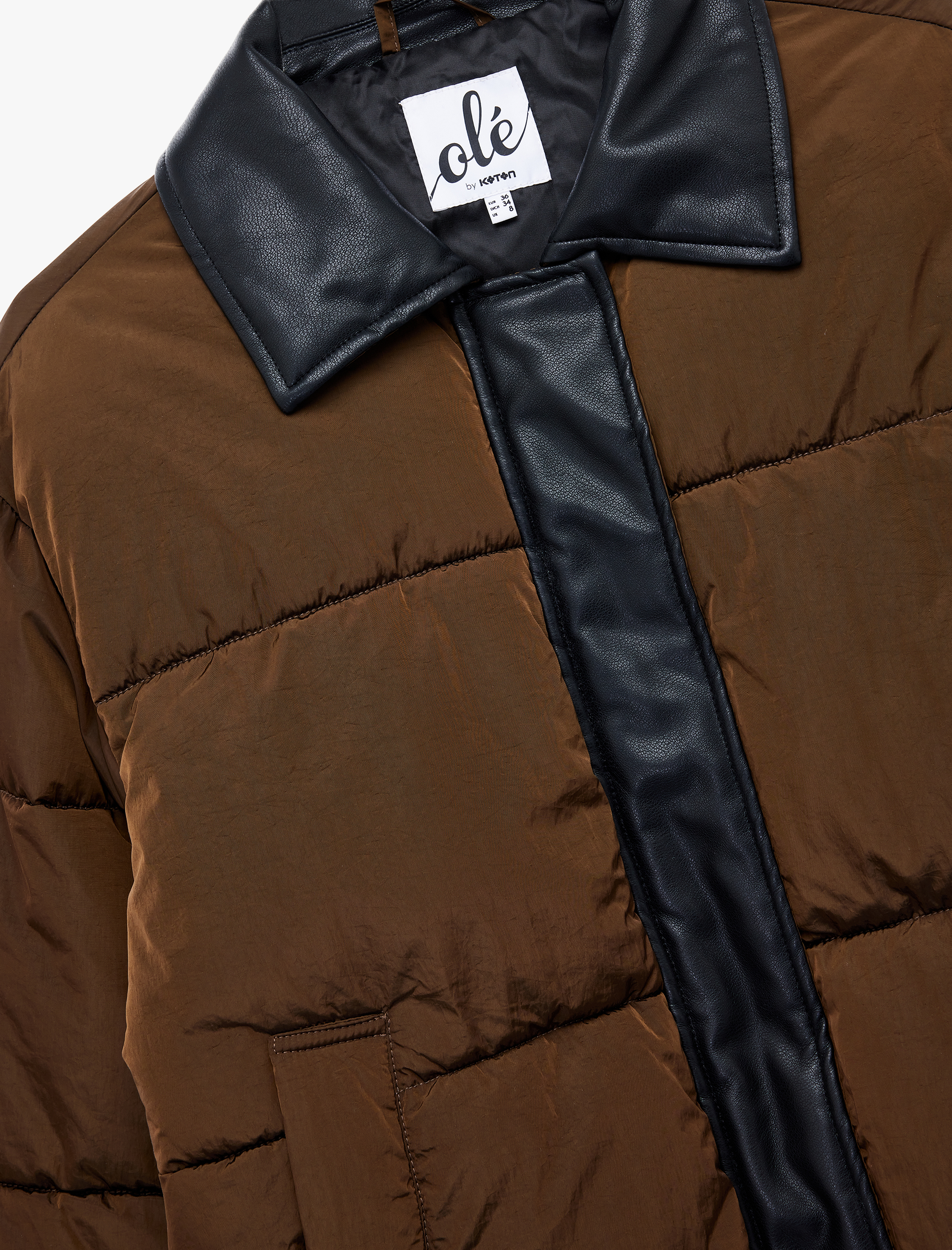   Fermuarlı Cep Detaylı Uzun Kollu Klasik Yaka Anorak Şişme Mont