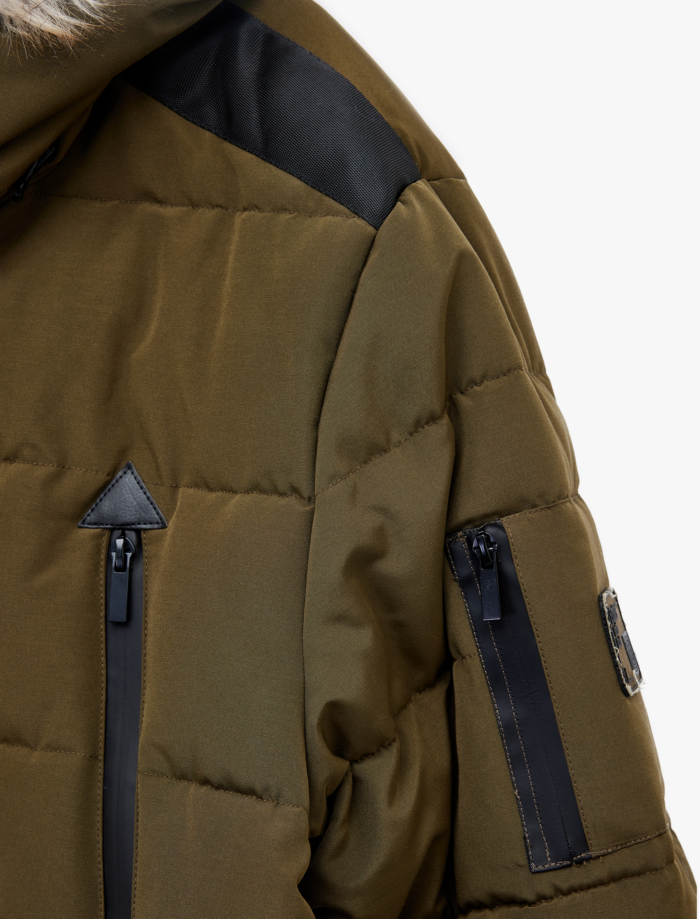   Uzun Kollu Fermuarlı Cep Detaylı Slim Fit Suni Kürk Kapüşonlu Parka