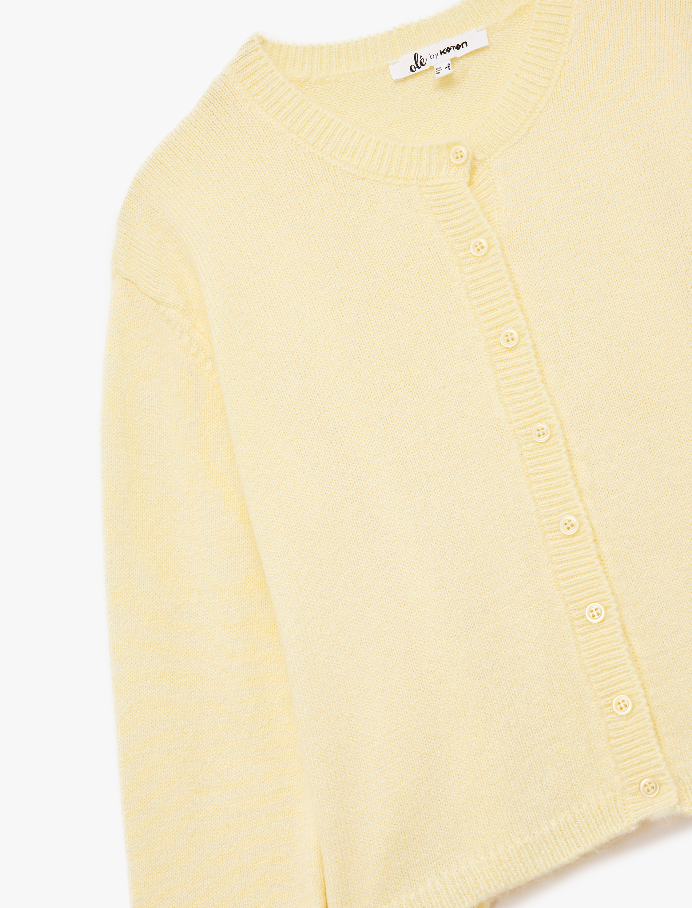   Uzun Kollu Düğmeli Bisiklet Yaka Triko Hırka