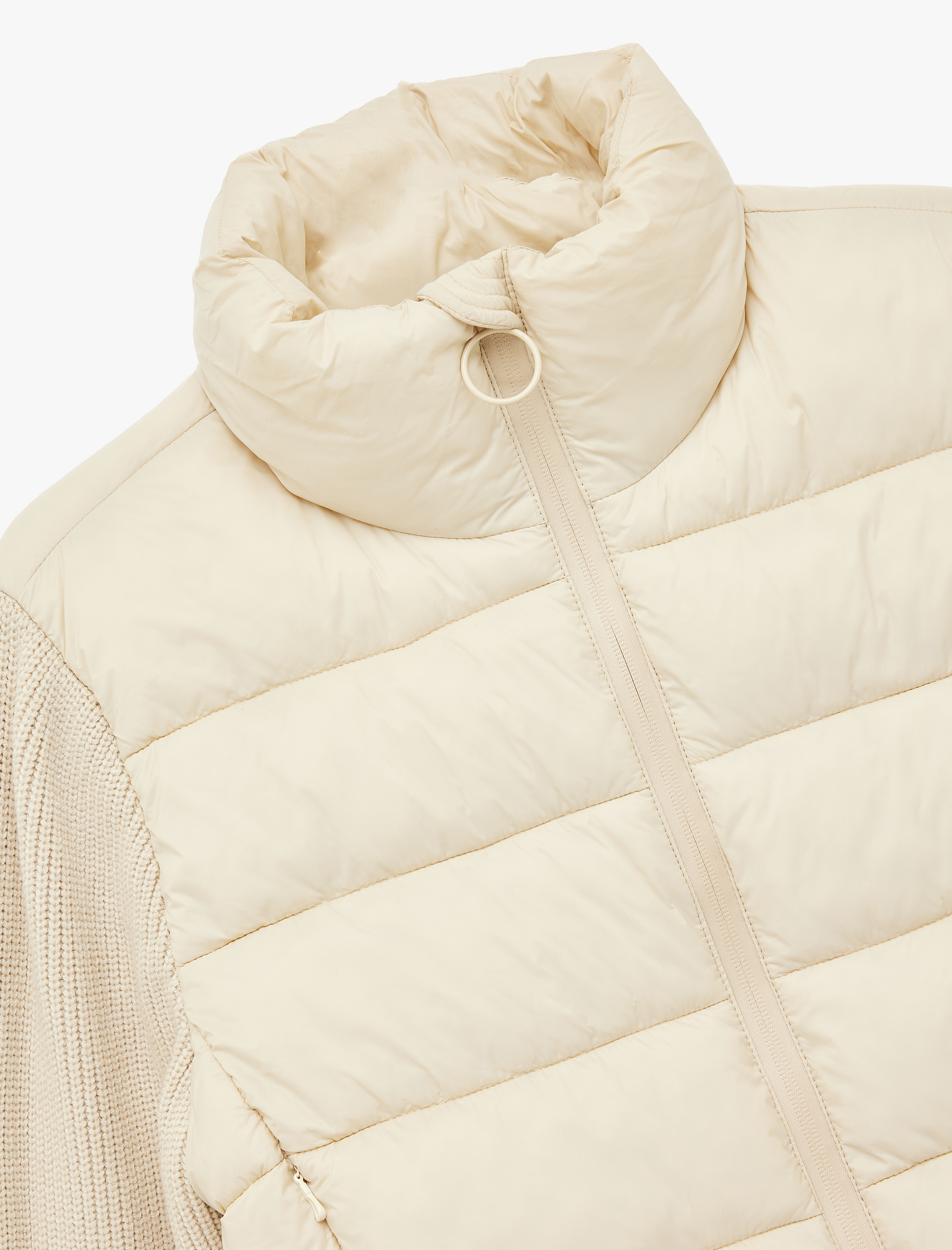   Dik Yaka Fermuarlı Uzun Kollu Cepli Slim Fit Şişme Mont