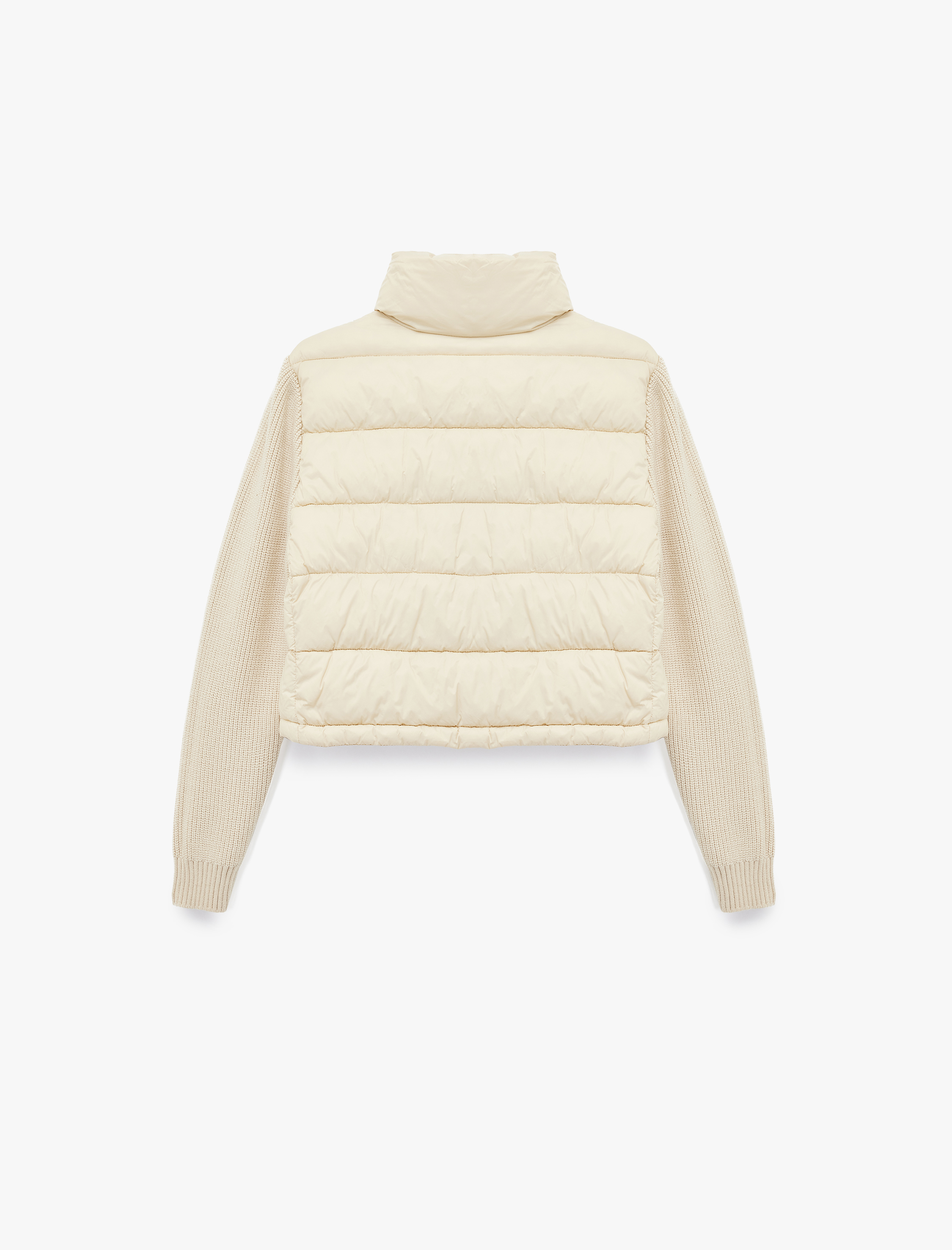   Dik Yaka Fermuarlı Uzun Kollu Cepli Slim Fit Şişme Mont