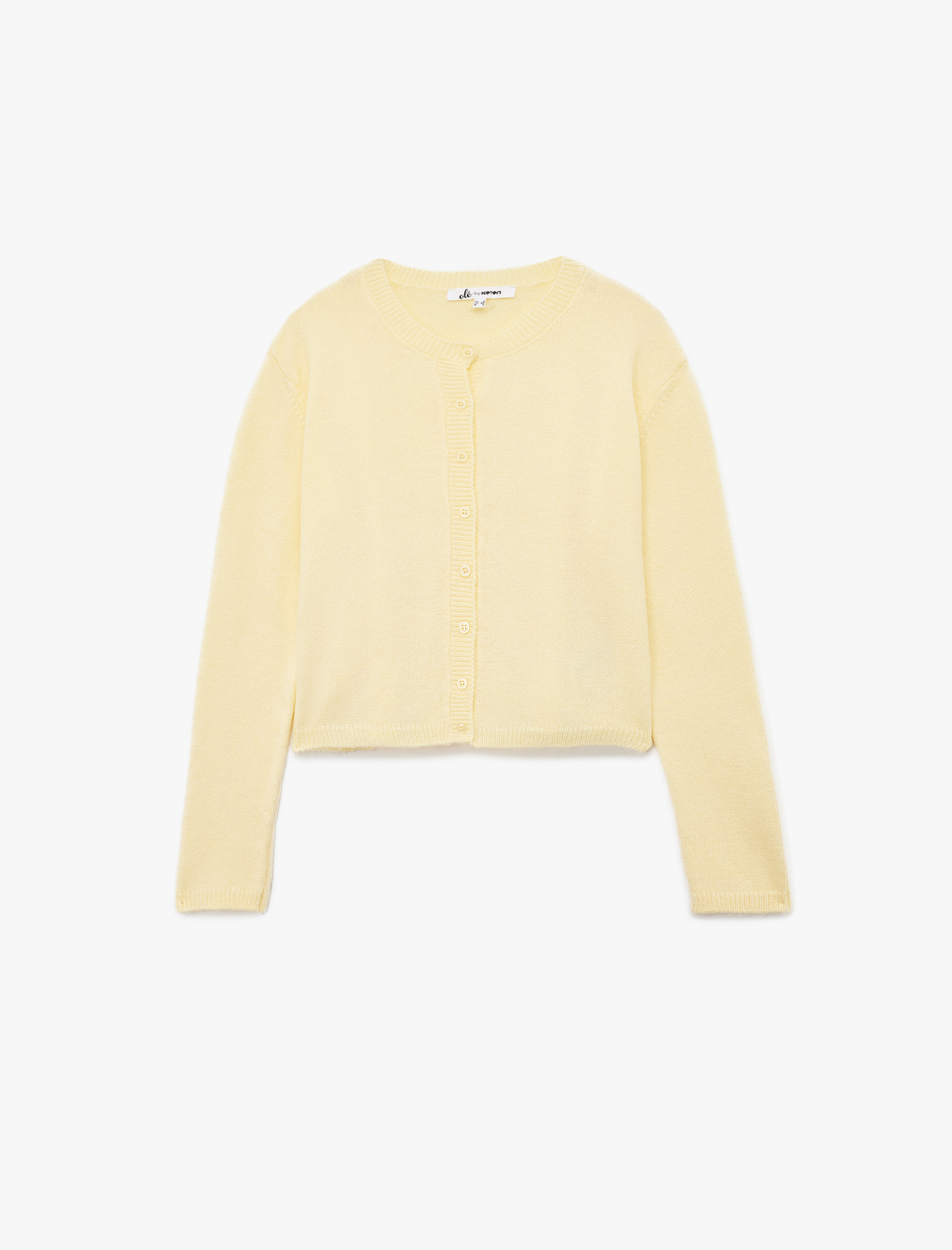   Uzun Kollu Düğmeli Bisiklet Yaka Triko Hırka