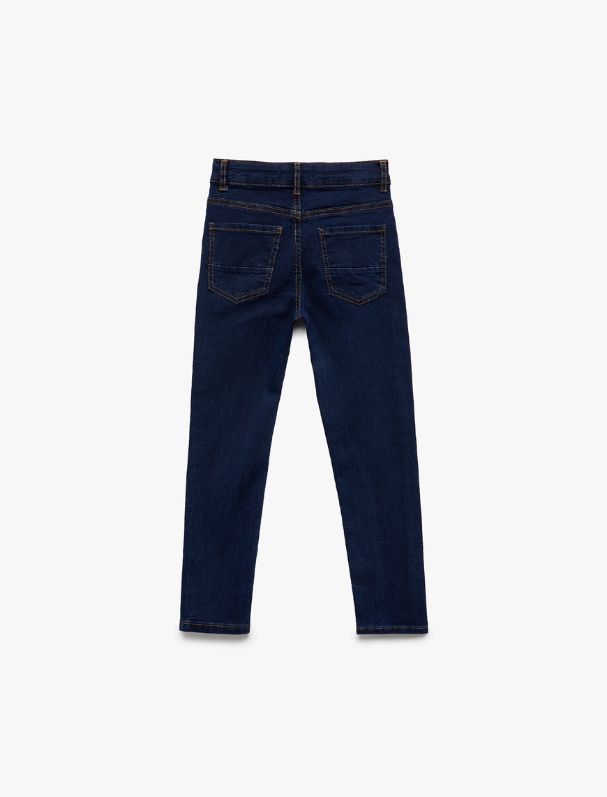  Erkek Çocuk Pamuklu Ayarlanabilir Lastikli Slim Fit Denim Pantolon