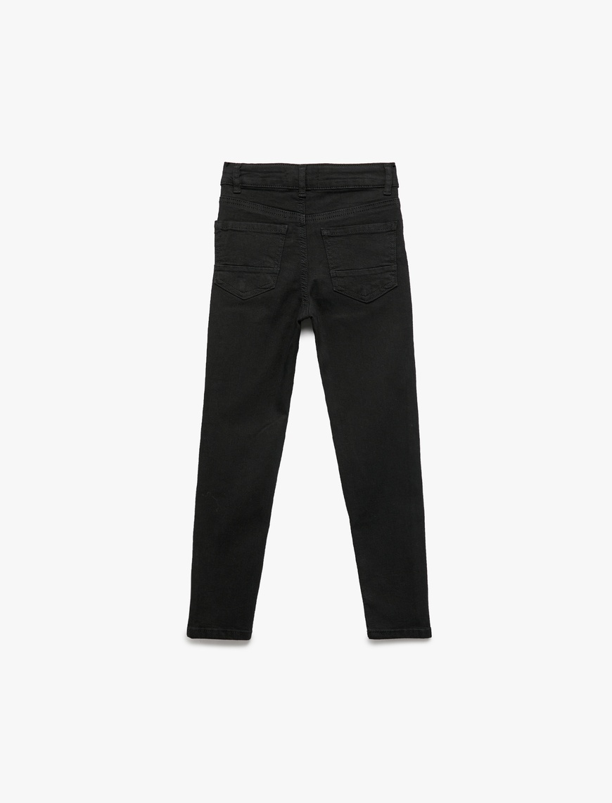  Erkek Çocuk Pamuklu Ayarlanabilir Lastikli Slim Fit Denim Pantolon