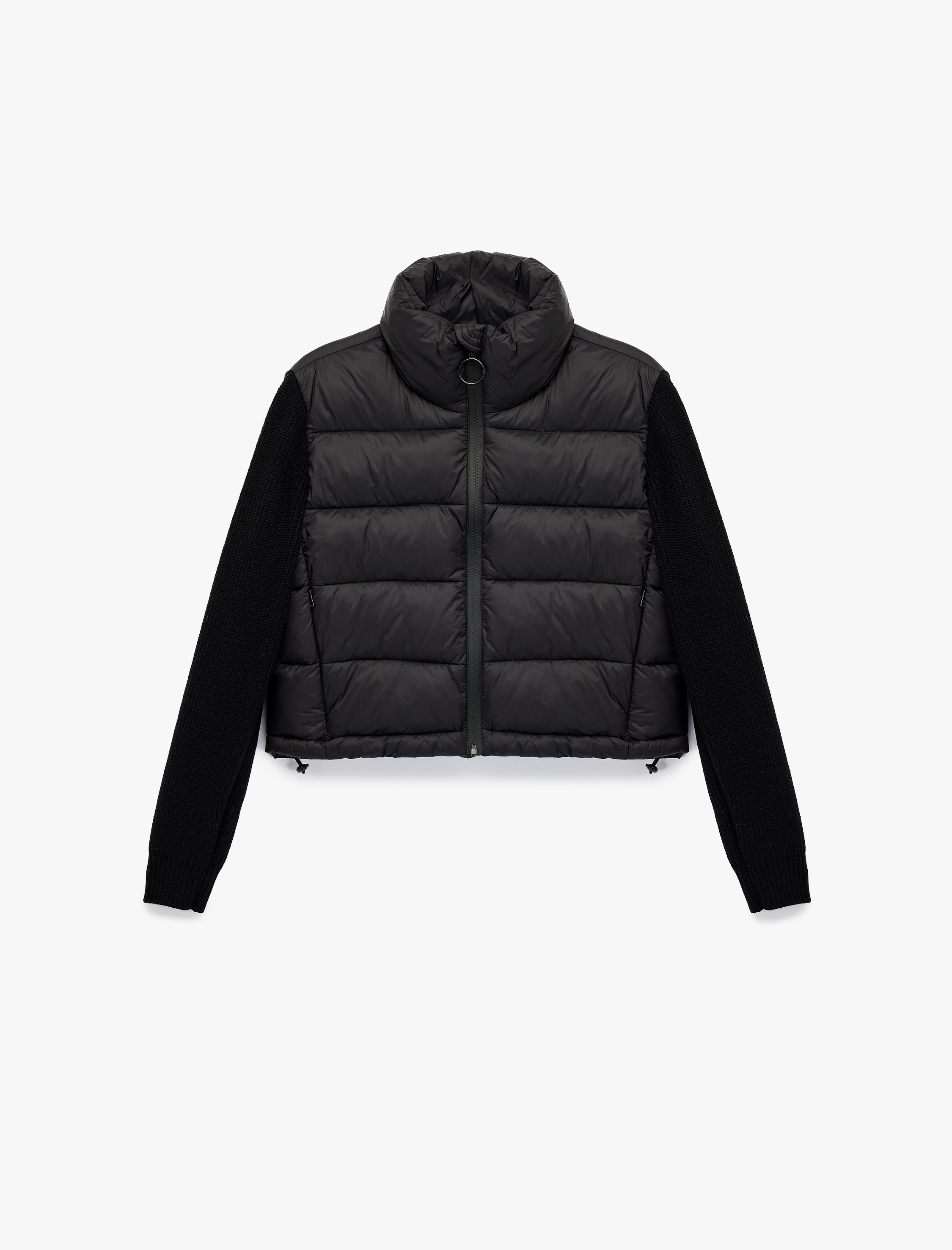   Dik Yaka Fermuarlı Uzun Kollu Cepli Slim Fit Şişme Mont