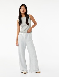 Beli Lastikli Yüksek Bel İspanyol Paça Uzun Eşofman Altı