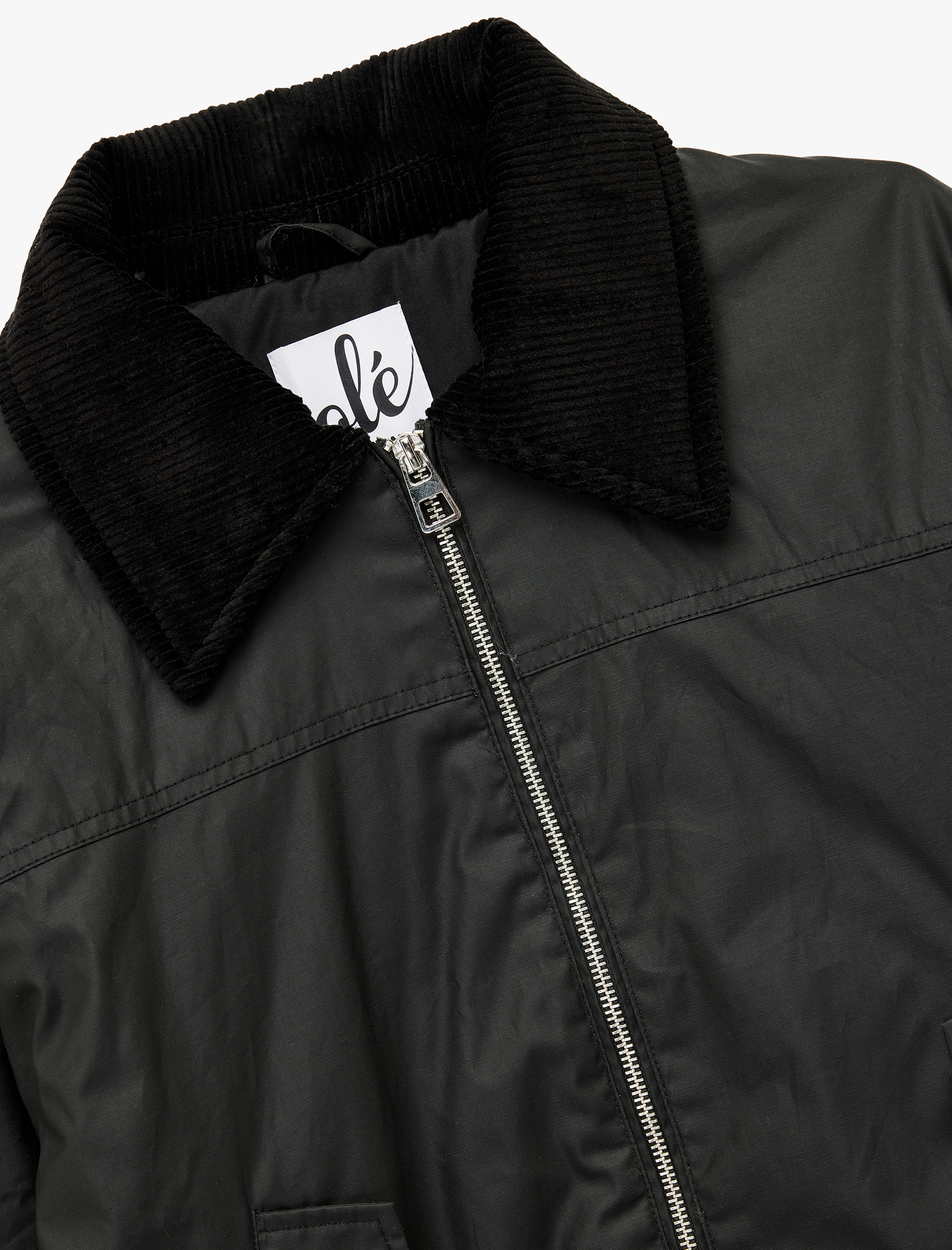   Uzun Kollu Yaka Detaylı Fermuarlı Cepli Mevsimlik Ceket