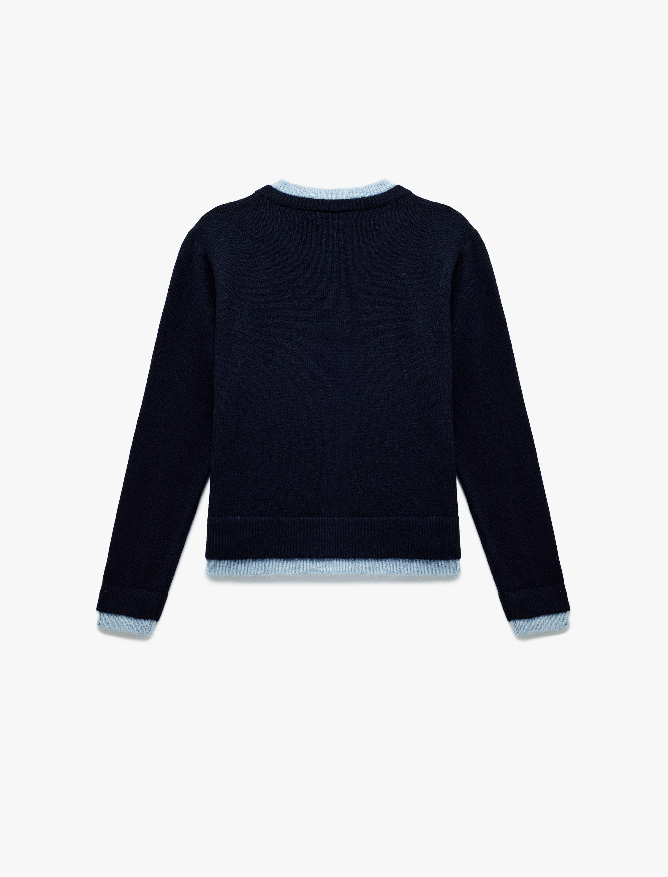   Uzun Kollu Biyeli Düğmeli Bisiklet Yaka Triko Hırka