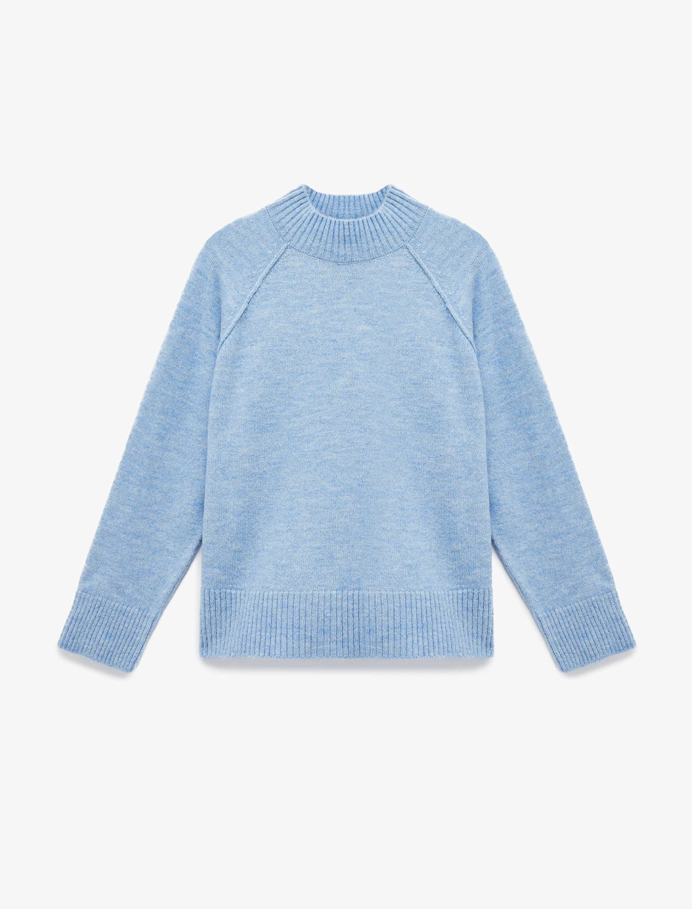   Dik Yaka Dikiş Detaylı Uzun Kollu Basic Triko Kazak