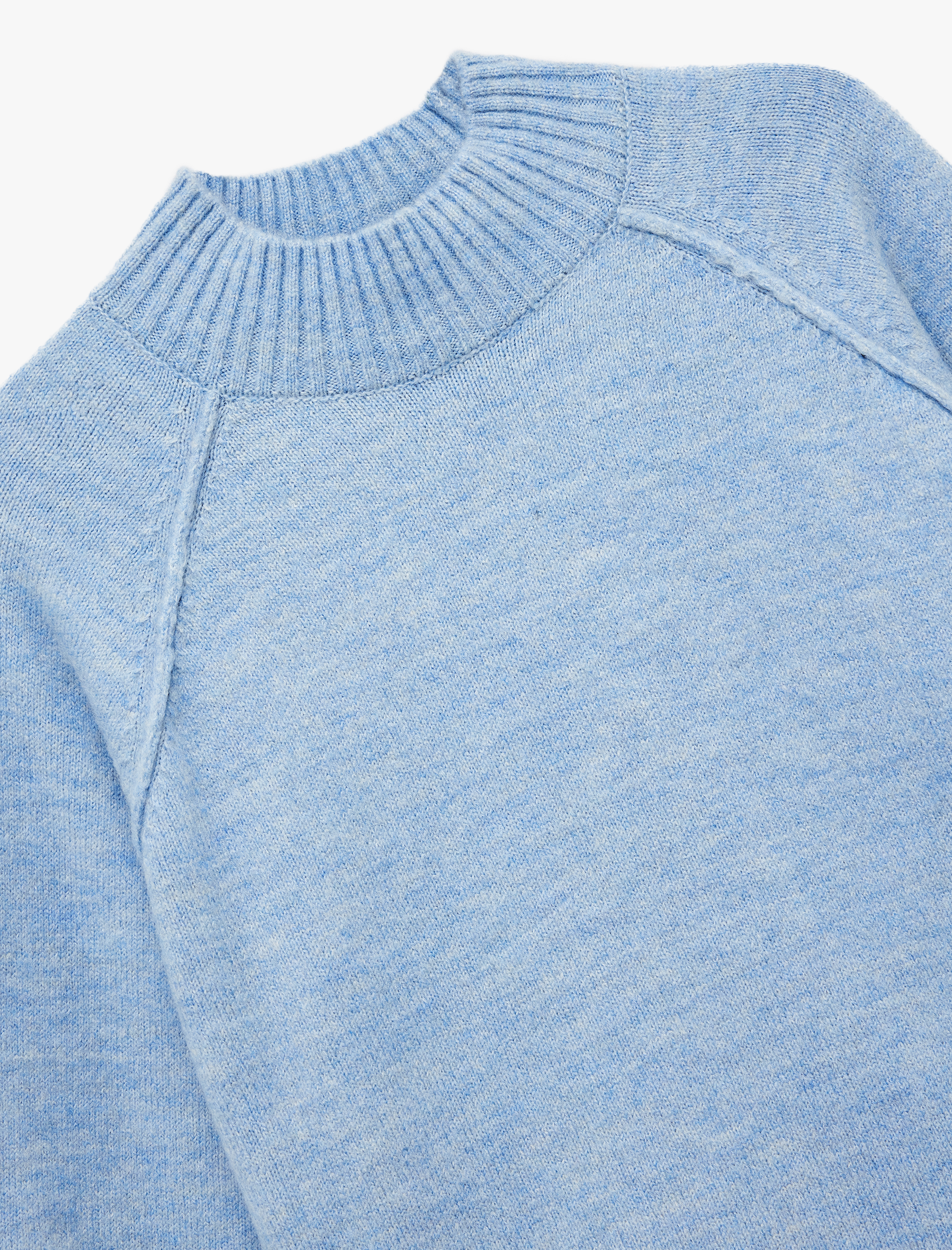   Dik Yaka Dikiş Detaylı Uzun Kollu Basic Triko Kazak