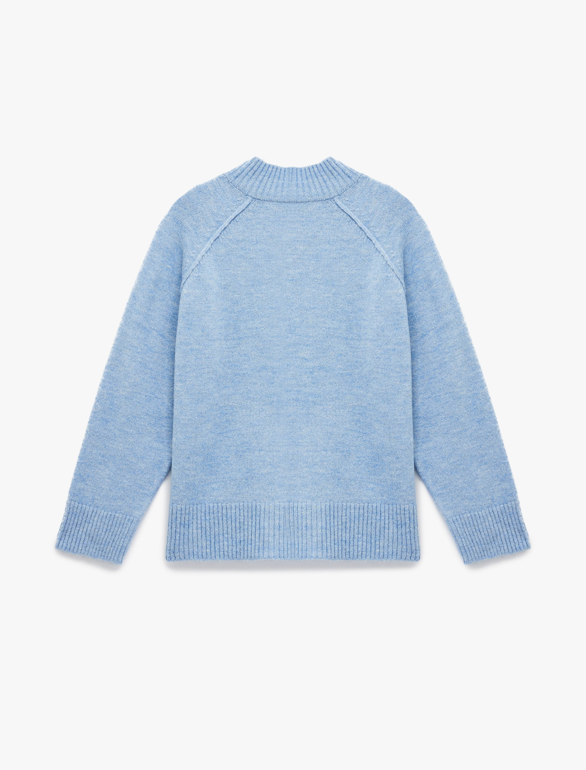   Dik Yaka Dikiş Detaylı Uzun Kollu Basic Triko Kazak