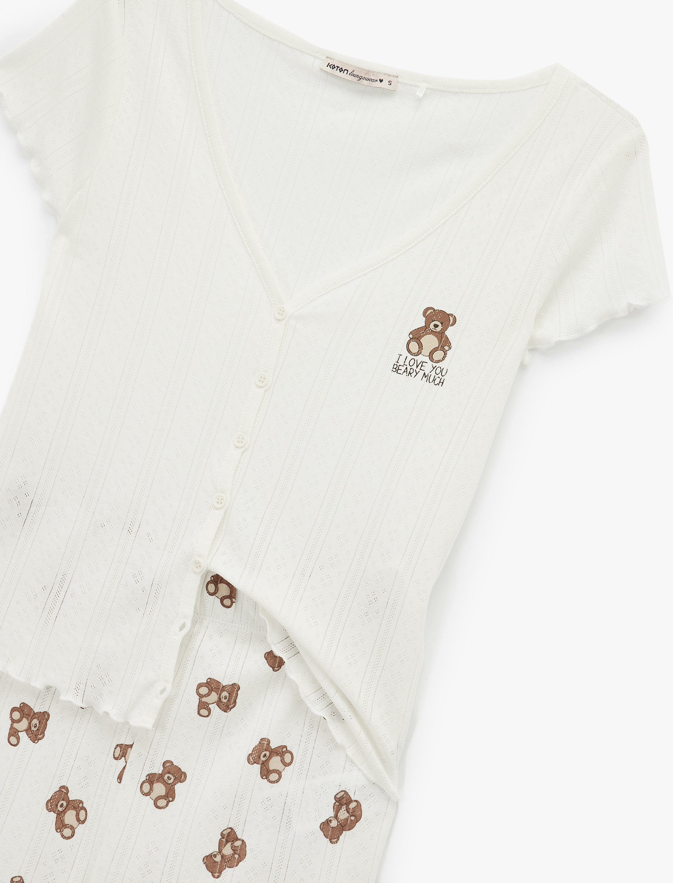   Pamuklu Kısa Kollu Düğmeli Pijama Takımı