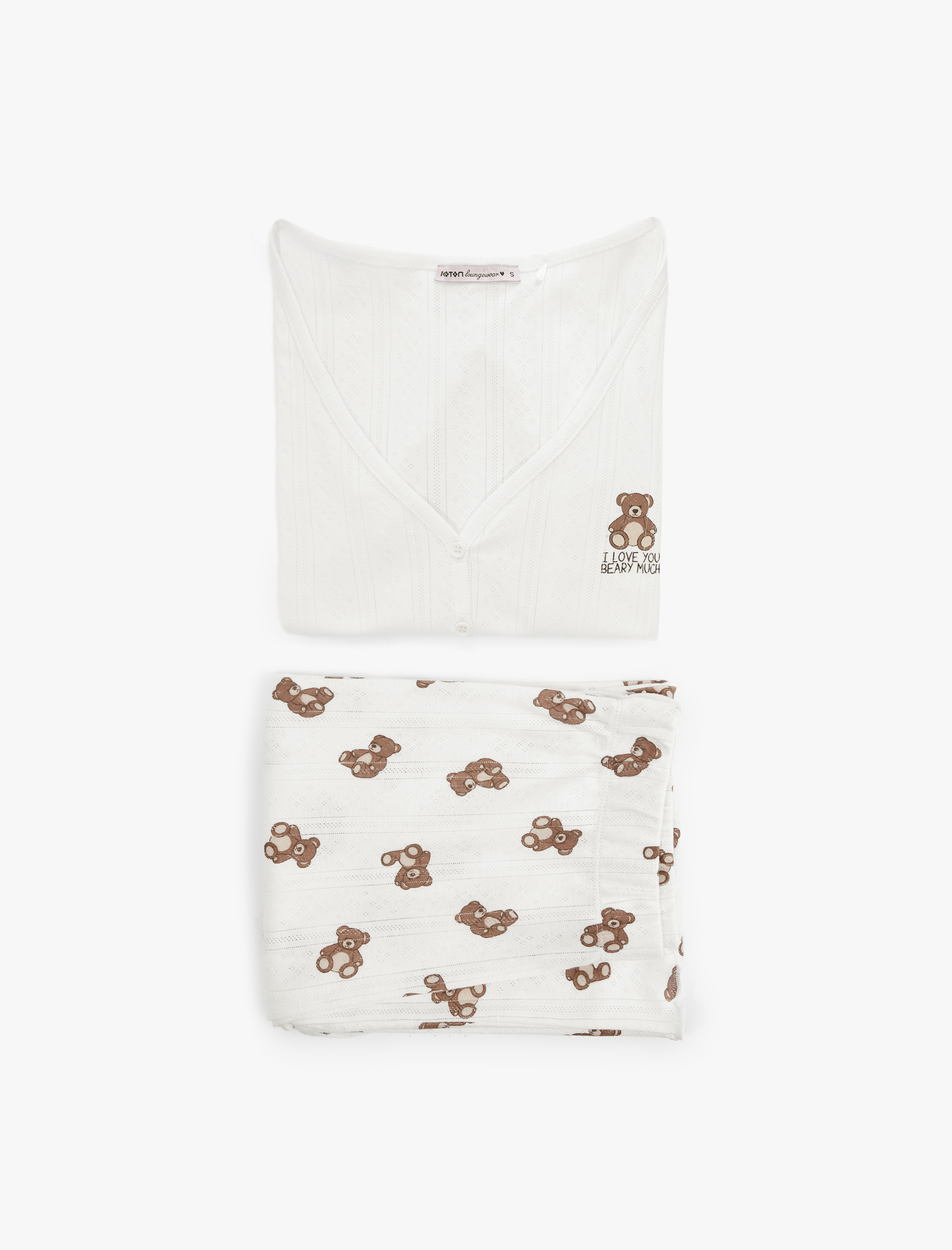   Pamuklu Kısa Kollu Düğmeli Pijama Takımı