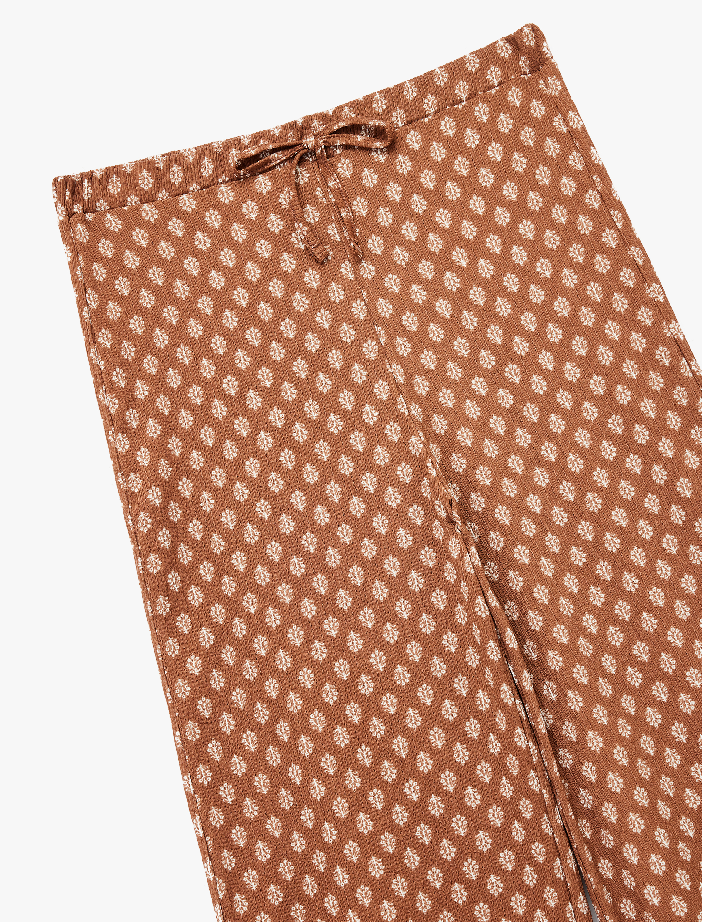   Beli Bağcıklı Rahat Kalıp Yüksek Bel Pantolon