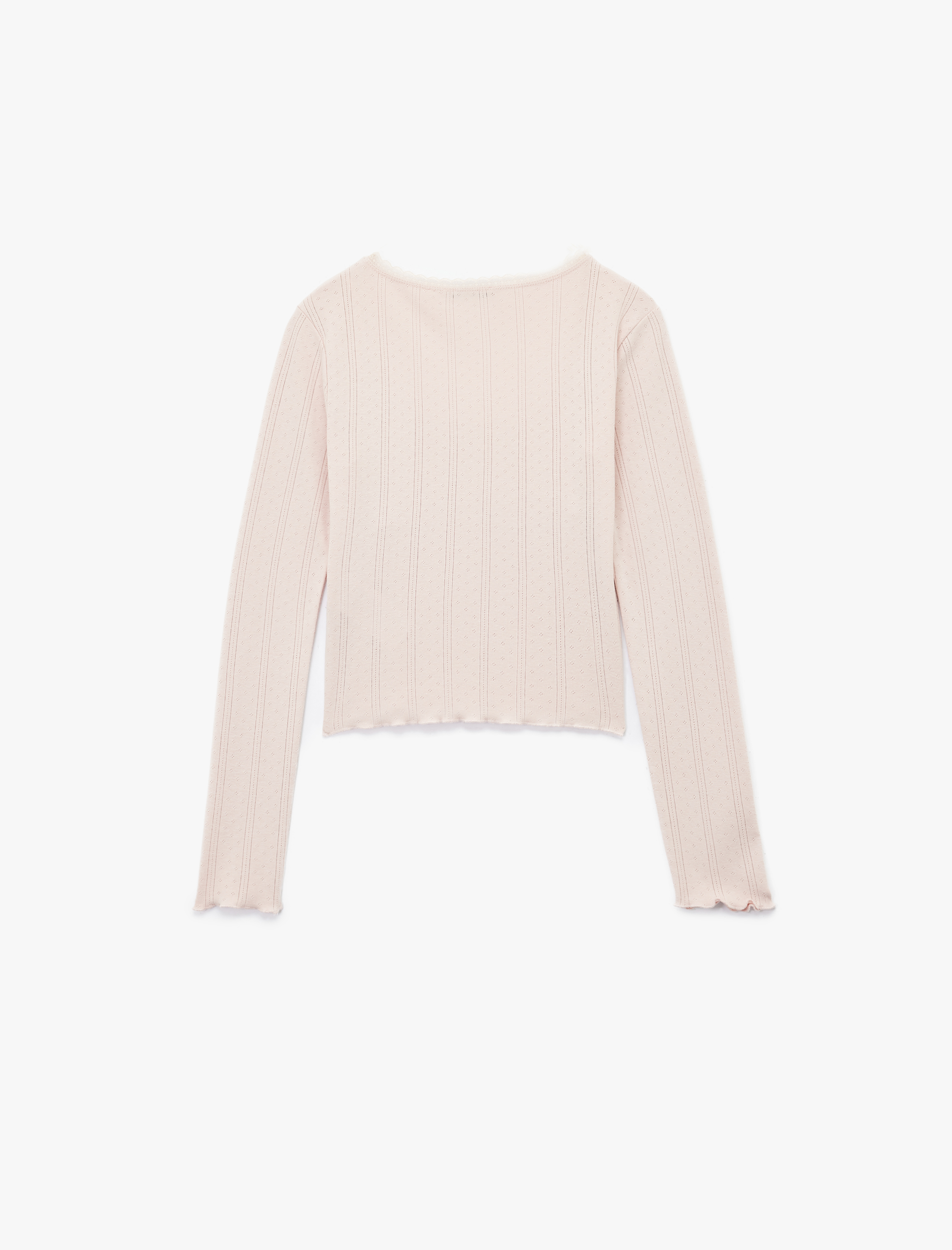   Pamuklu Uzun Kollu U Yaka Crop Pijama Üstü