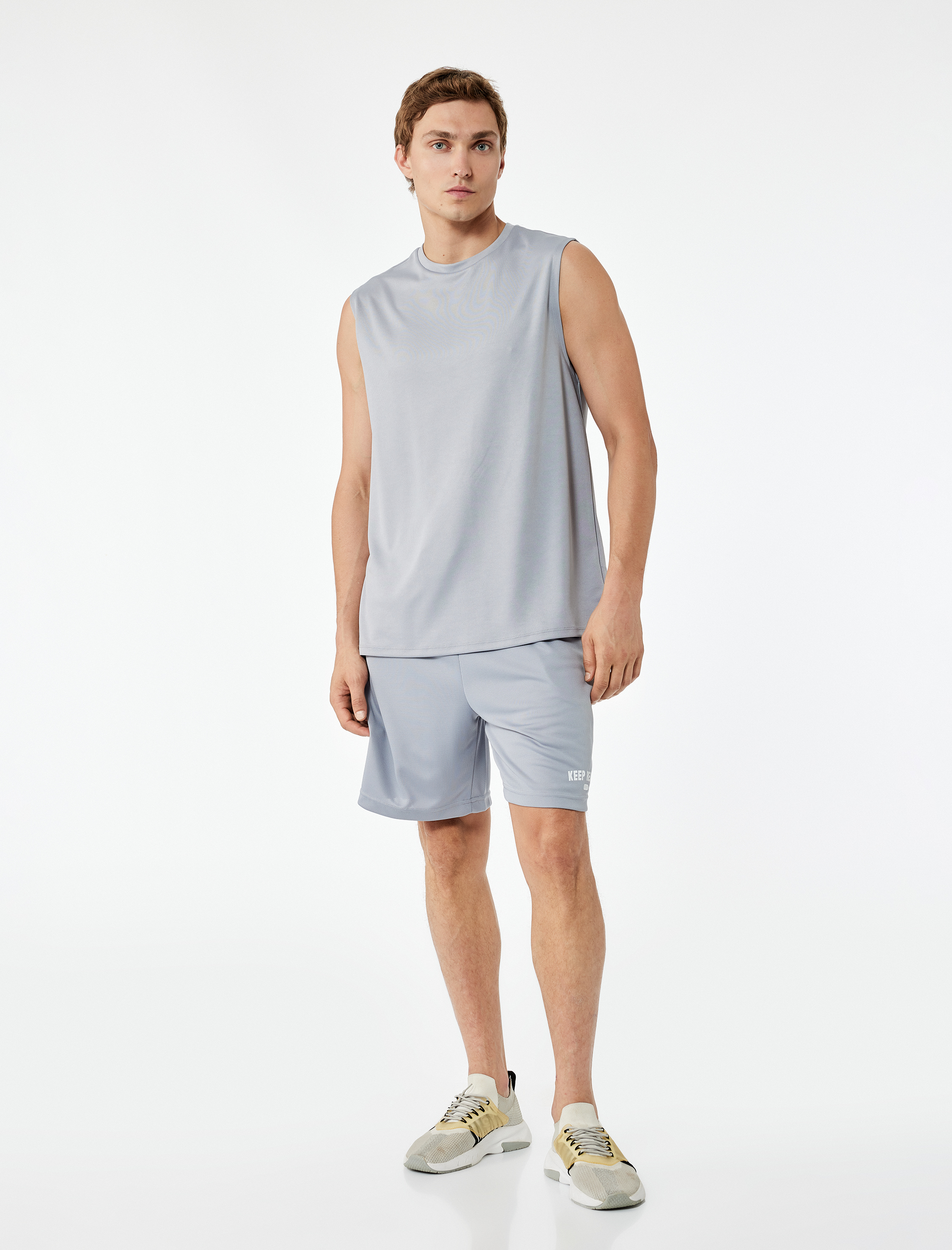   Rahat Kalıp Kolsuz Basic Bisiklet Yaka Spor Atleti