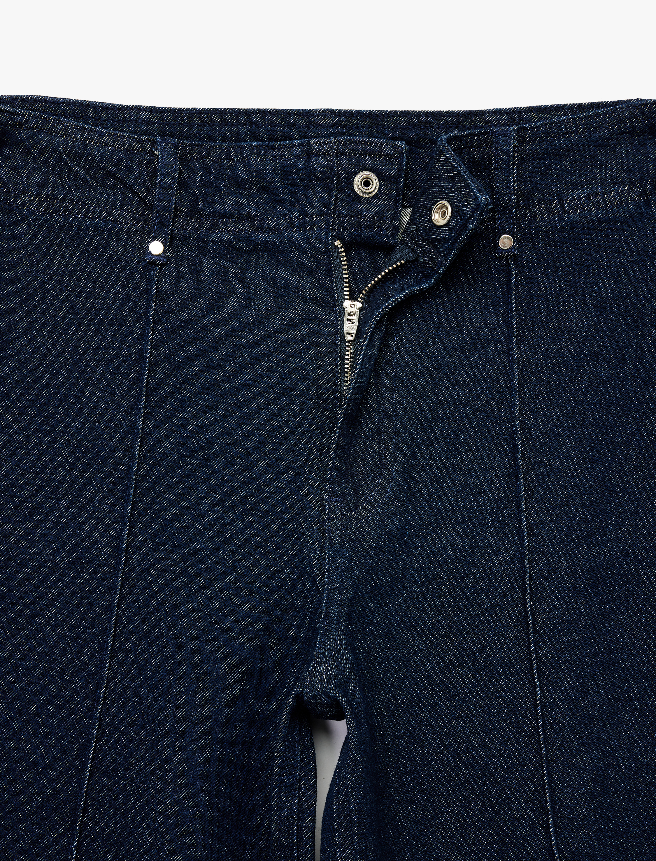   Yüksek Bel Pamuklu Metal Aksesuarlı Nervürlü Kısa Jean Pantolon - Culotte Jeans