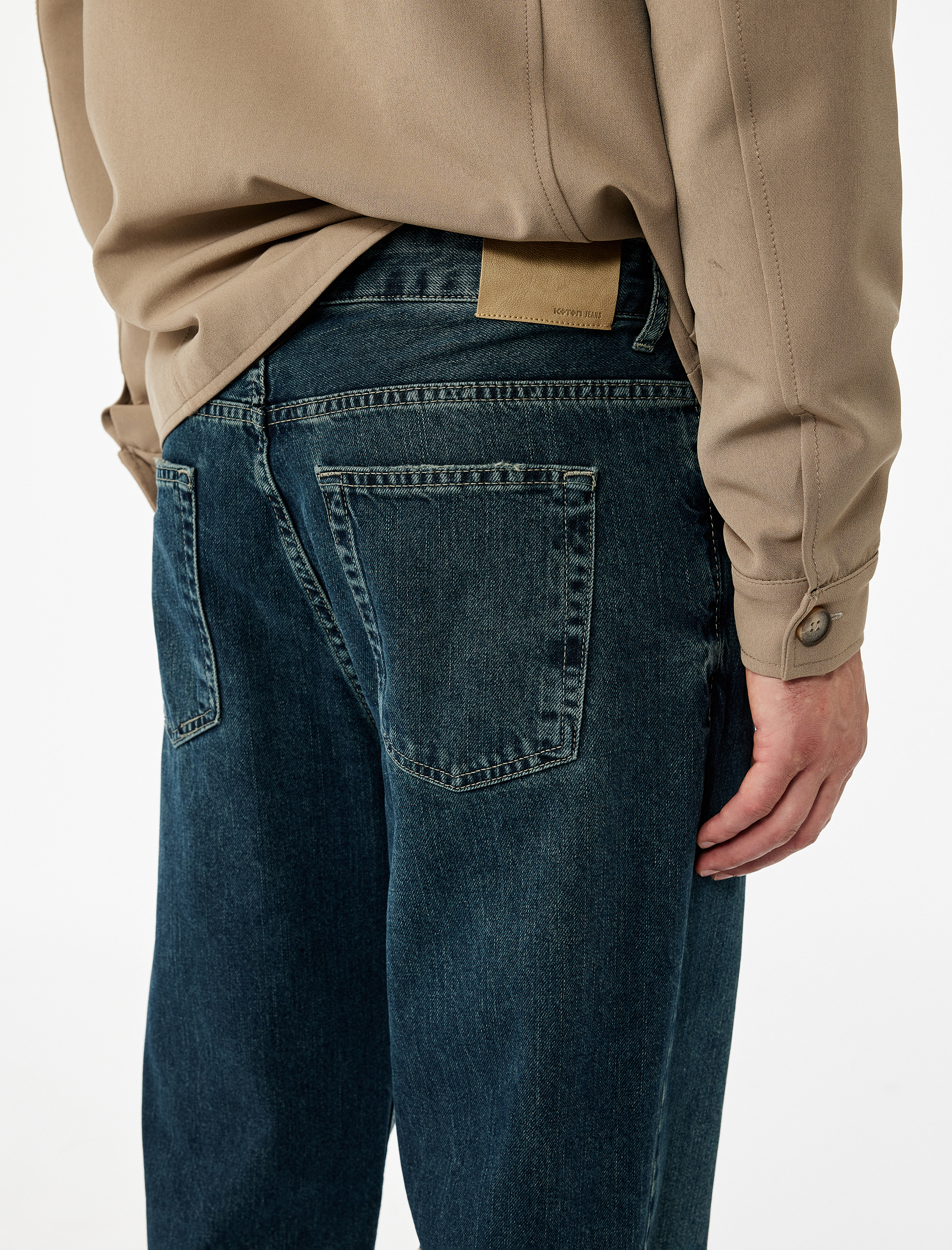   Normal Bel Pamuklu Vintage Straight Fit Jean Pantolon