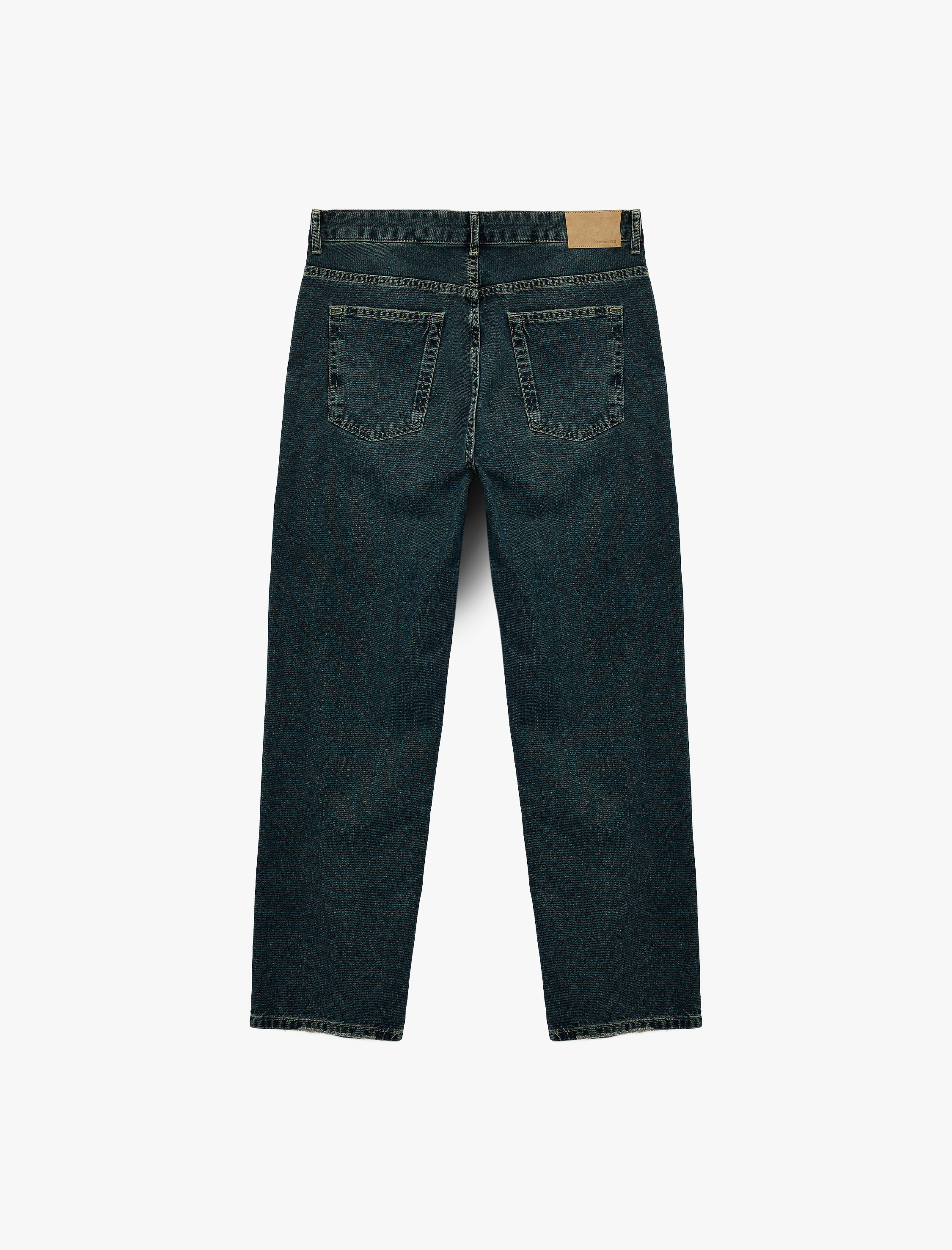   Normal Bel Pamuklu Vintage Straight Fit Jean Pantolon