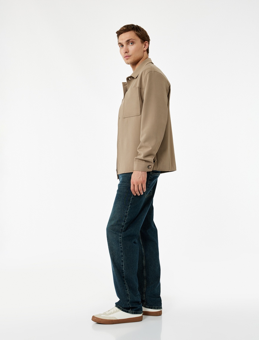   Normal Bel Pamuklu Vintage Straight Fit Jean Pantolon