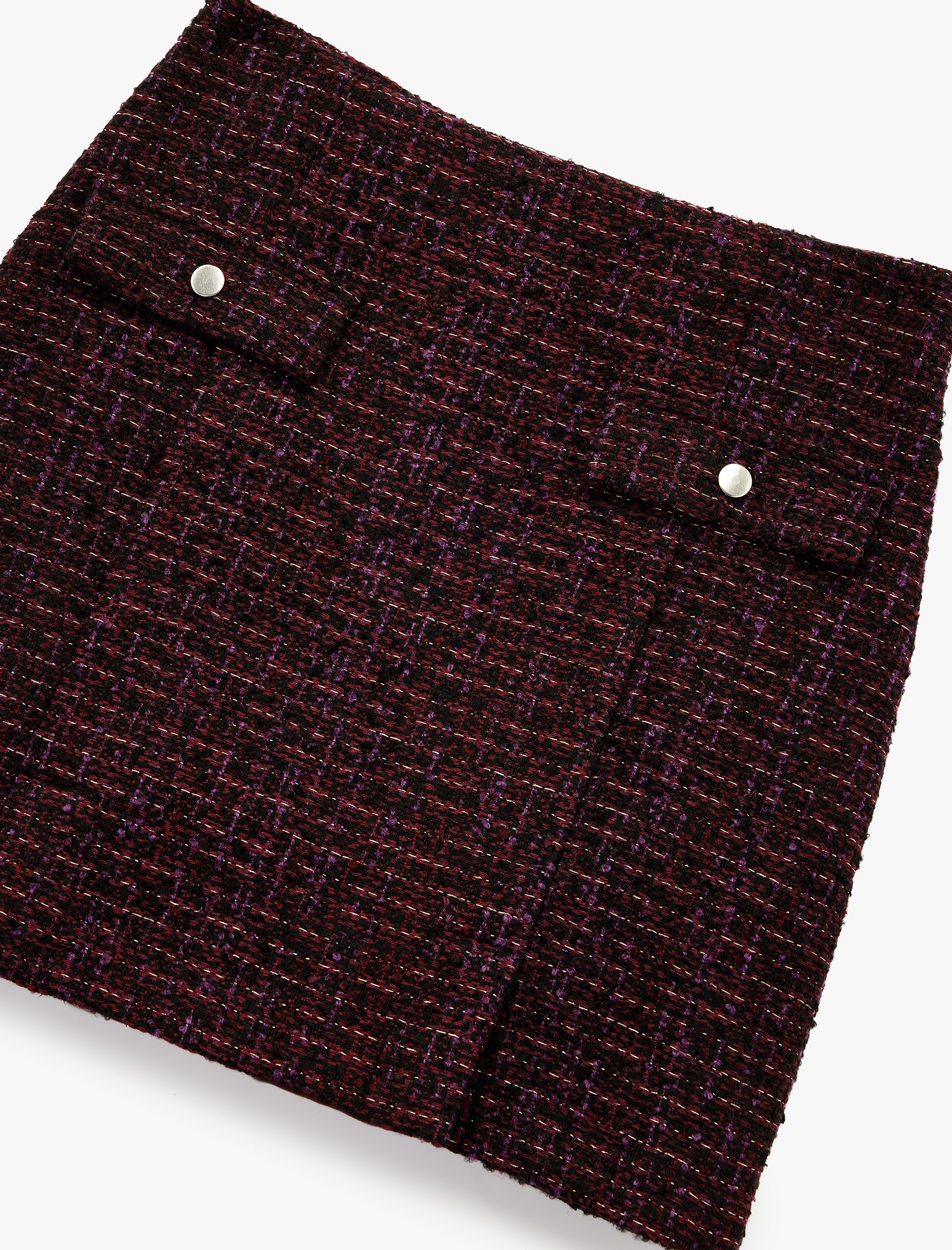   Cep Detaylı Düğmeli A Kesim Slim Fit Tüvit Mini Etek