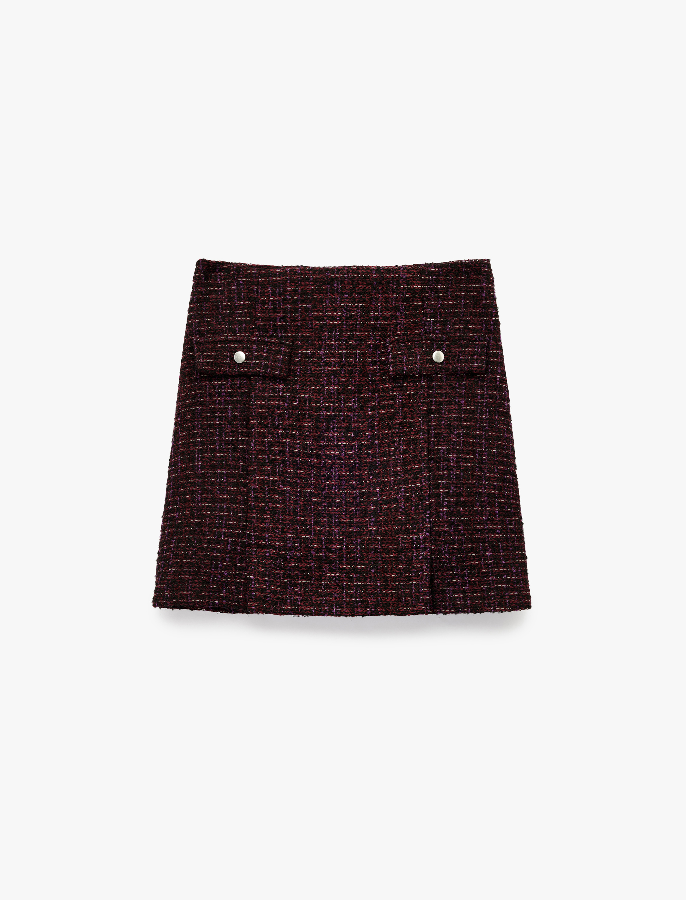   Cep Detaylı Düğmeli A Kesim Slim Fit Tüvit Mini Etek