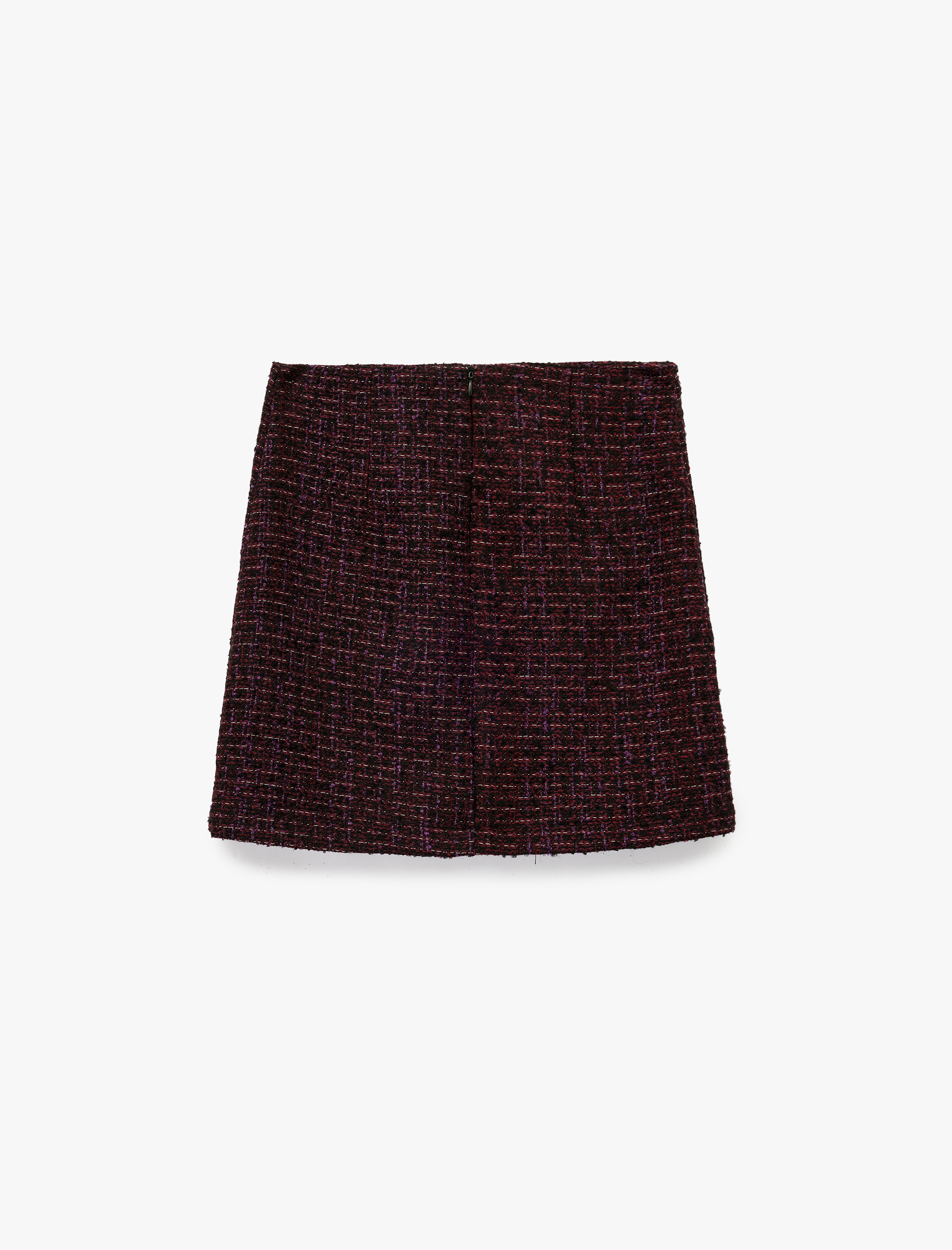   Cep Detaylı Düğmeli A Kesim Slim Fit Tüvit Mini Etek