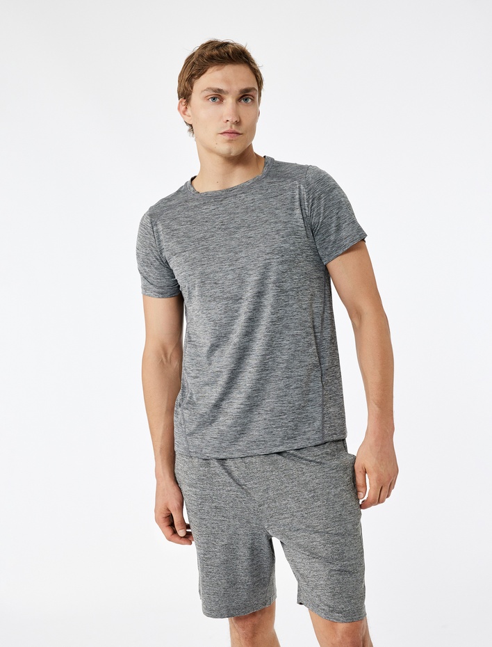  Kısa Kollu Bisiklet Yaka Reglan Kol Basic Spor Tişört