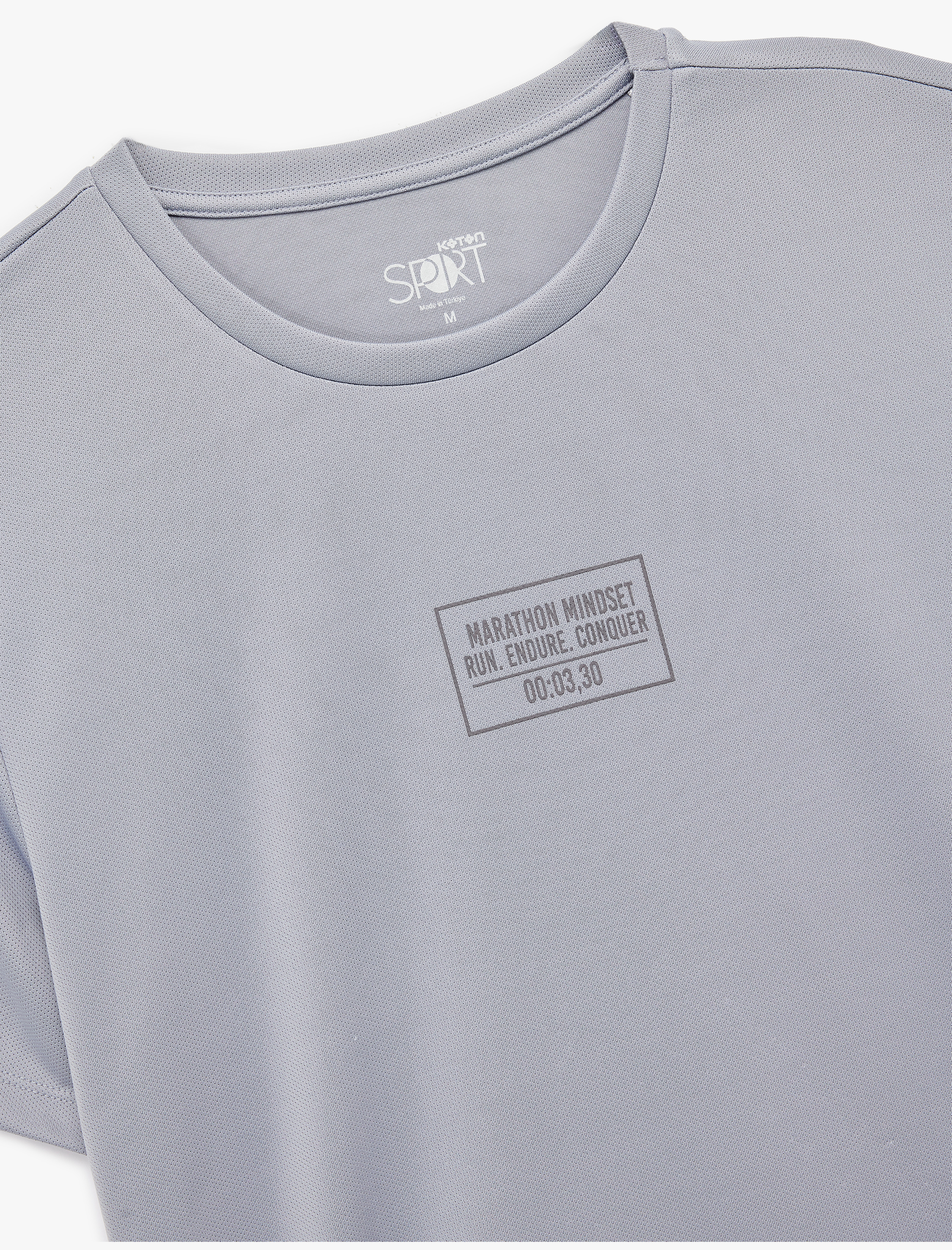   Kısa Kollu Bisiklet Yaka Baskılı Spor Tişört