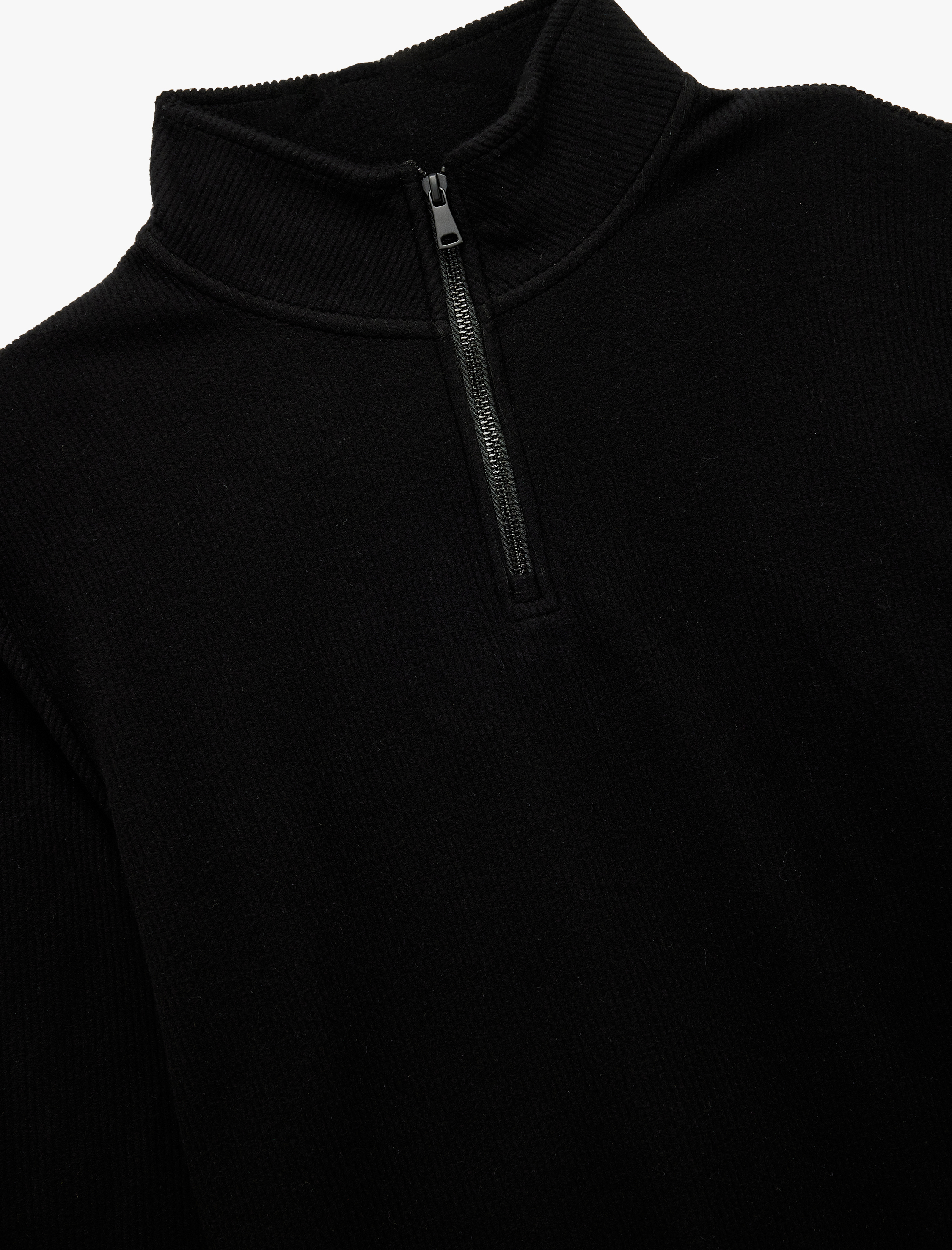   Uzun Kollu Ribanalı Yarım Fermuarlı Sweatshirt