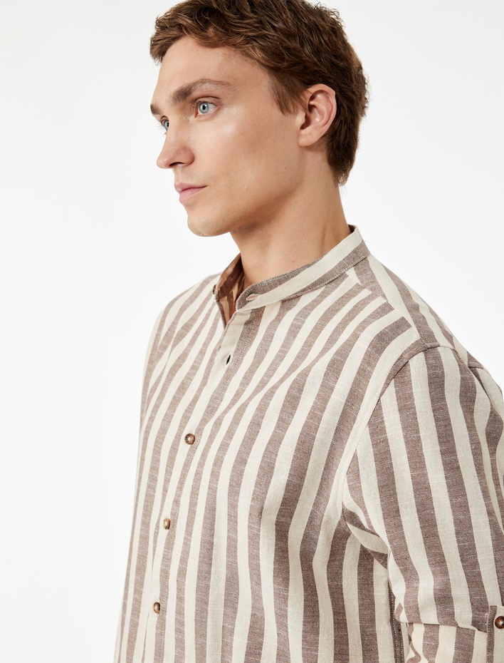  Regular Fit Uzun Kollu Pamuklu Hakim Yaka Gömlek