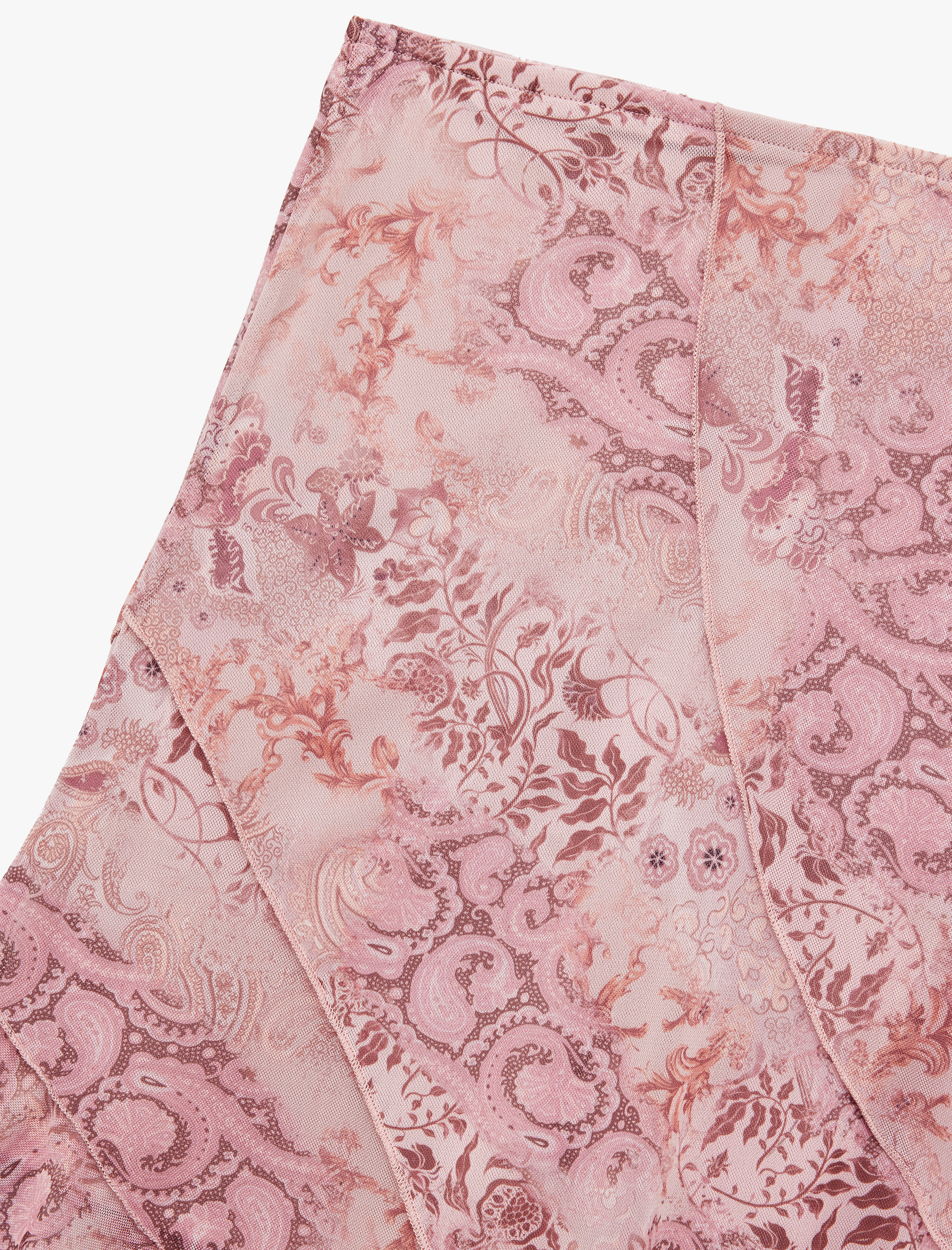   Asimetrik Kesim Yüksek Bel Katlı Midi Tül Etek