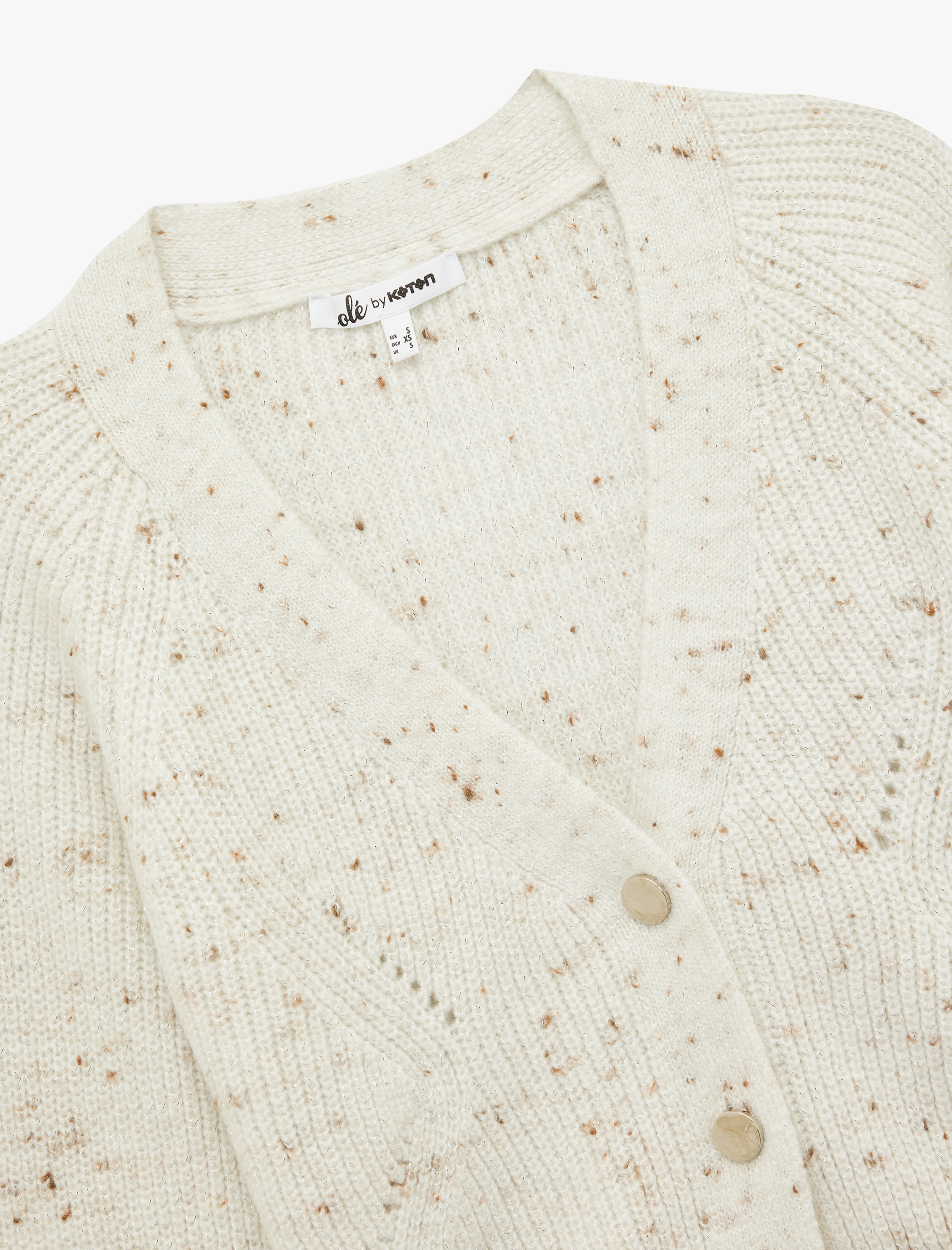   Simli Düğmeli Uzun Kollu V Yaka Triko Hırka