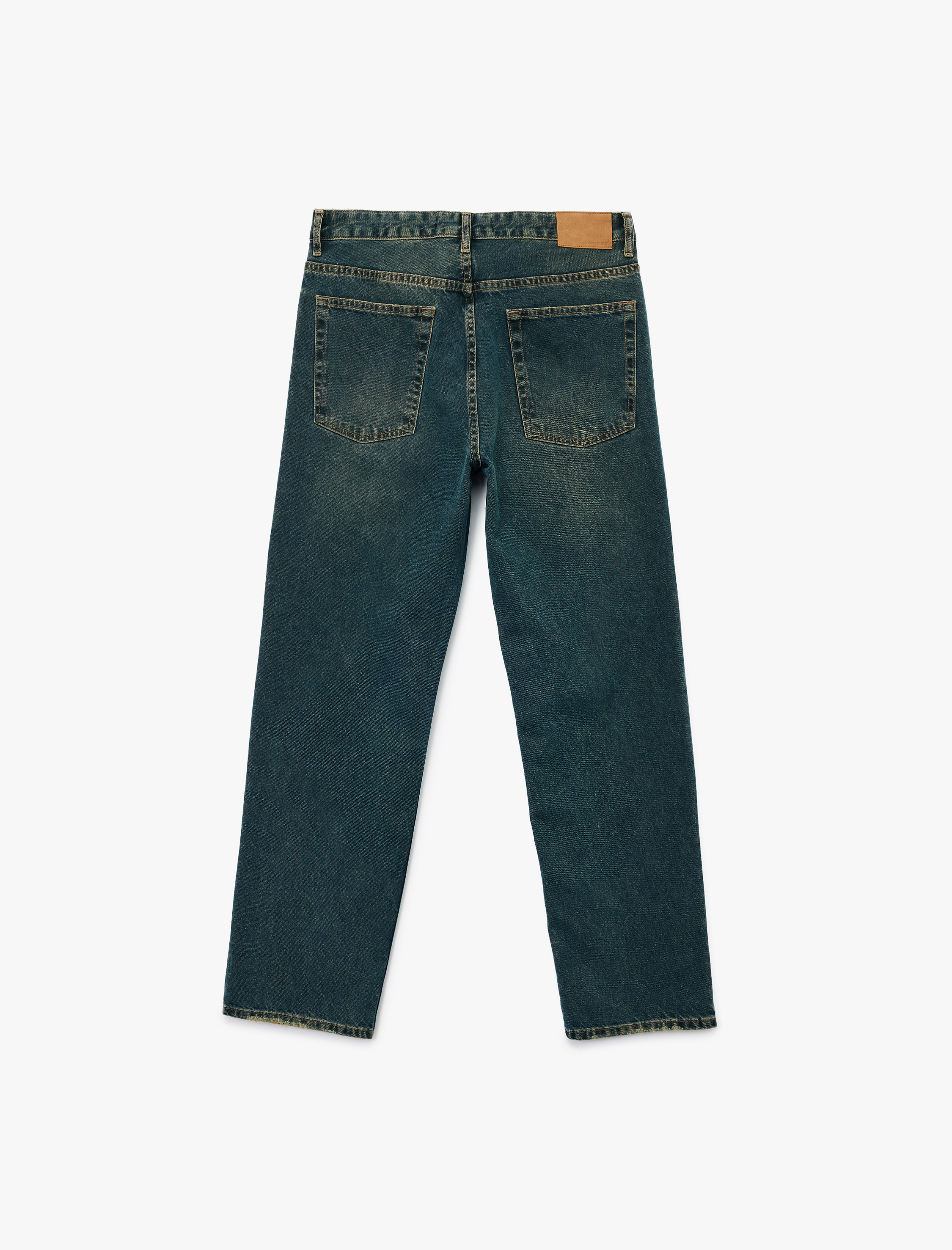   Normal Bel Pamuklu Vintage Straight Fit Jean Pantolon