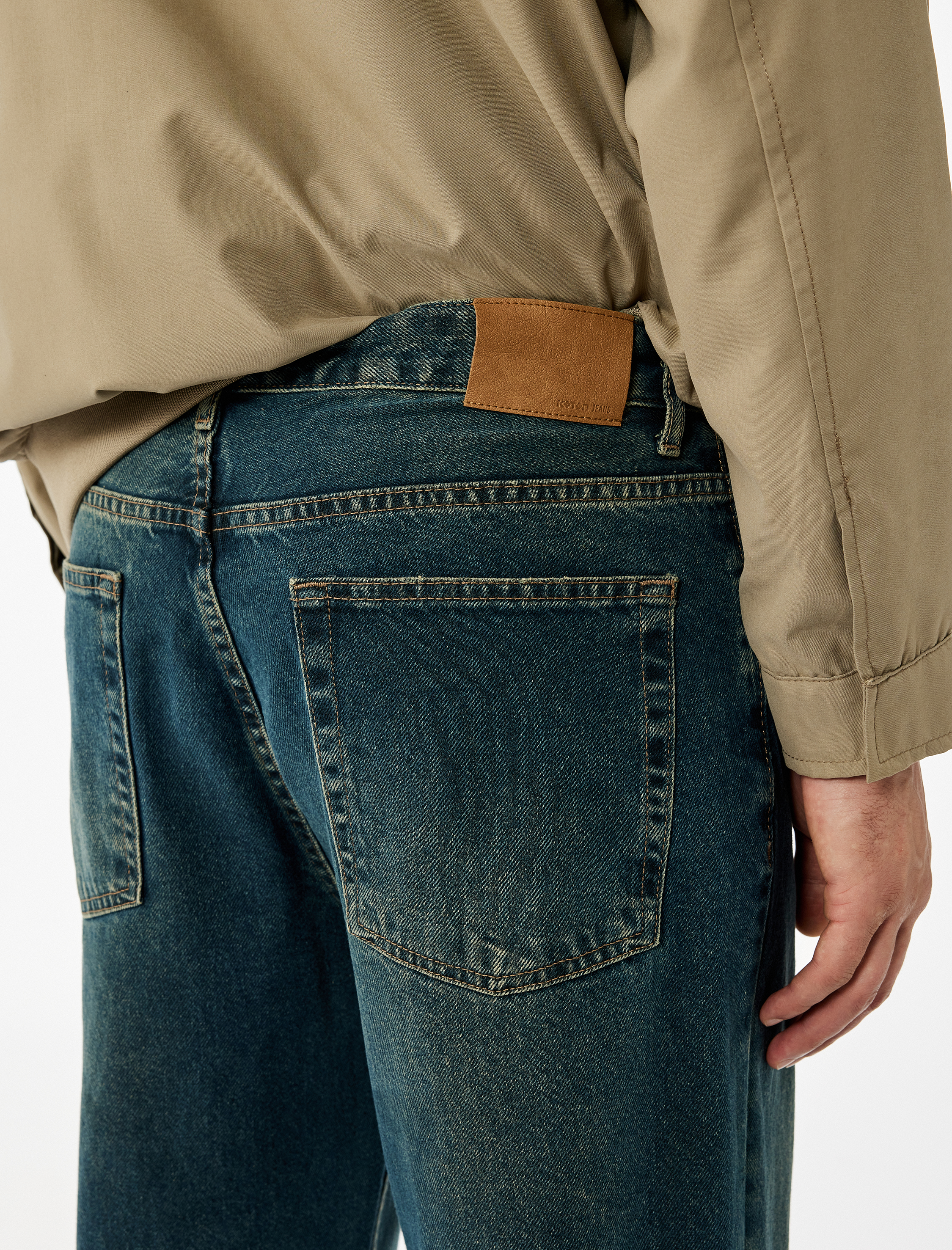   Normal Bel Pamuklu Vintage Straight Fit Jean Pantolon