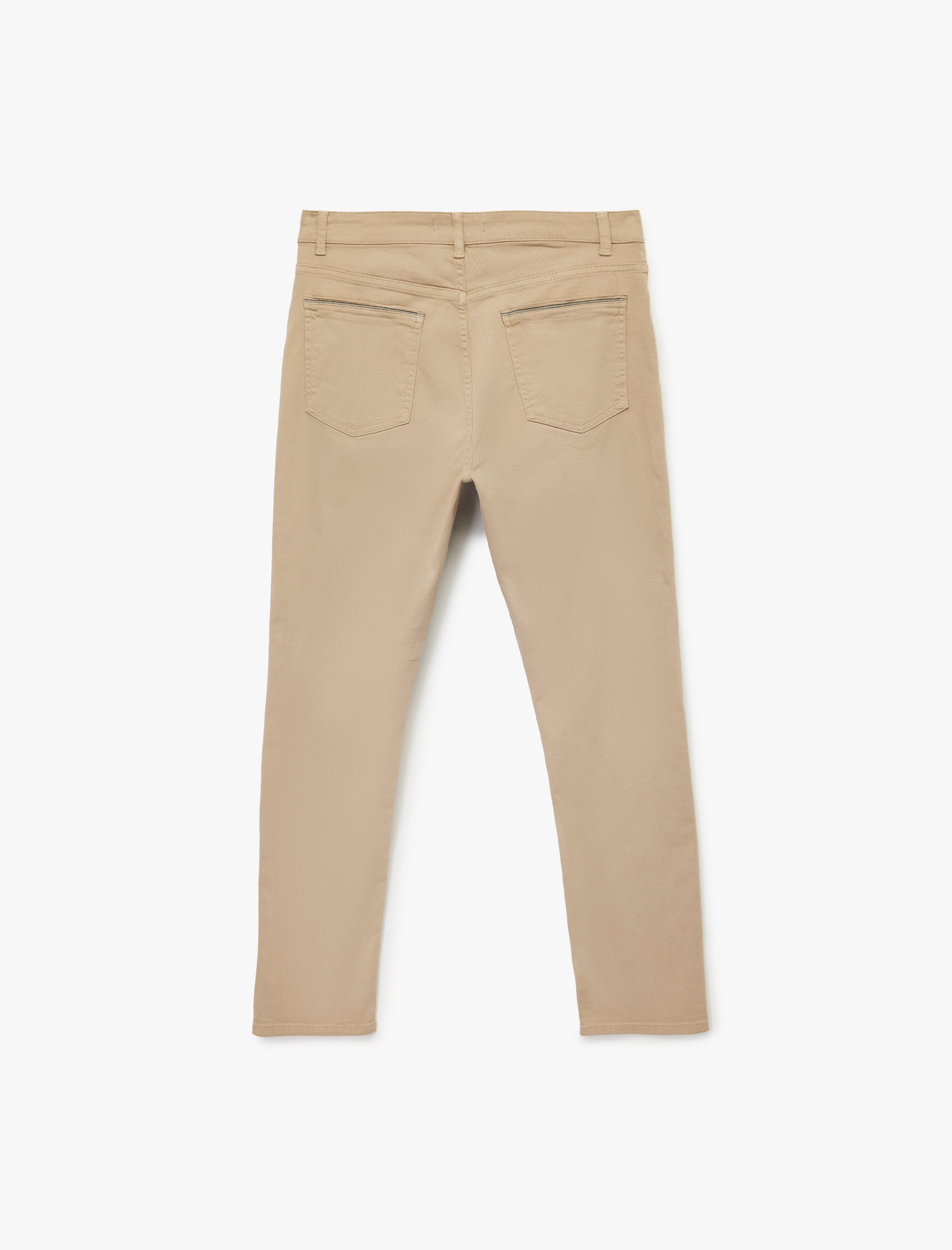   Normal Bel Düğmeli Pamuklu Cep Detaylı Gabardin Pantolon