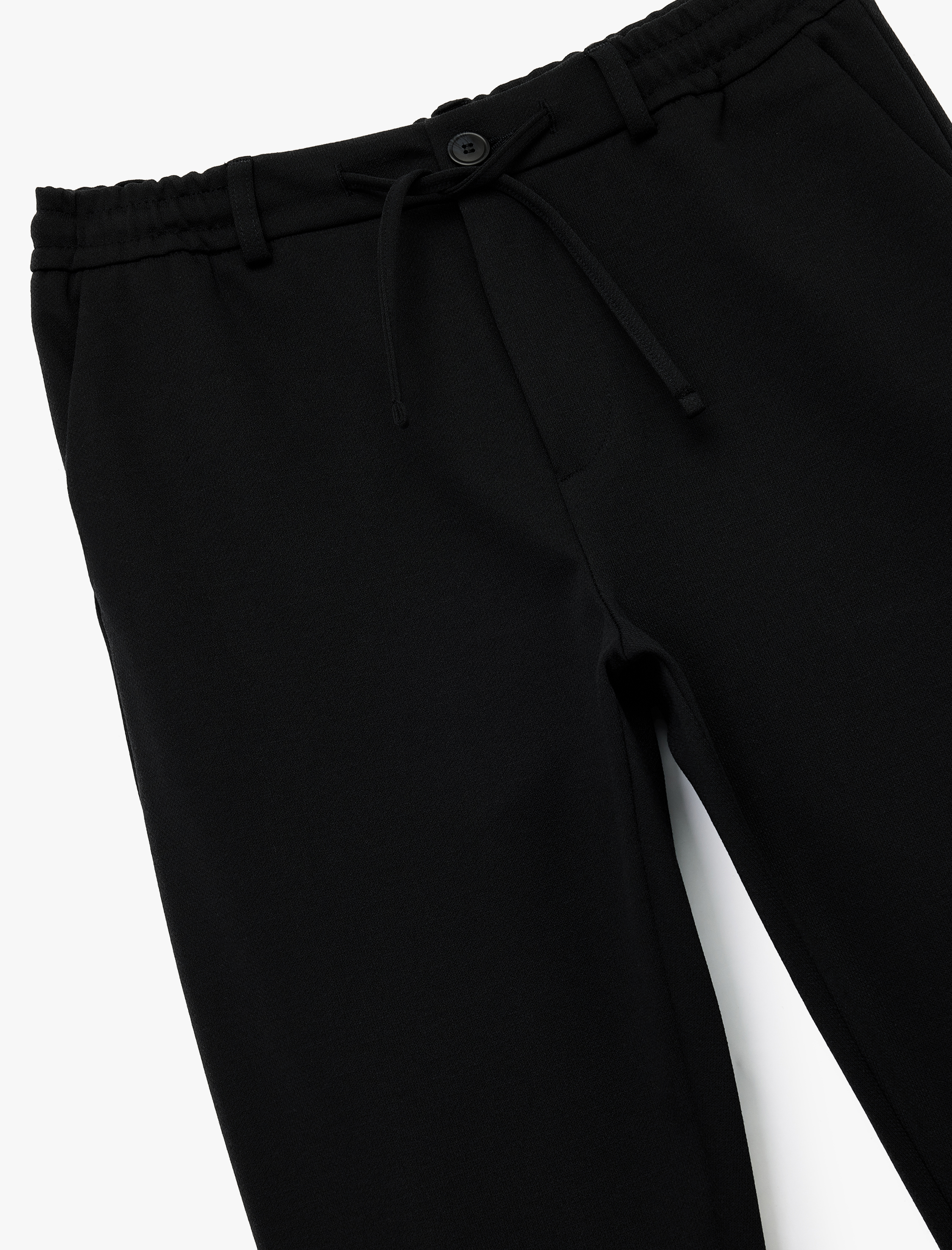   Cep Detaylı Düğmeli Pike Kumaş Beli Bağcıklı Pantolon