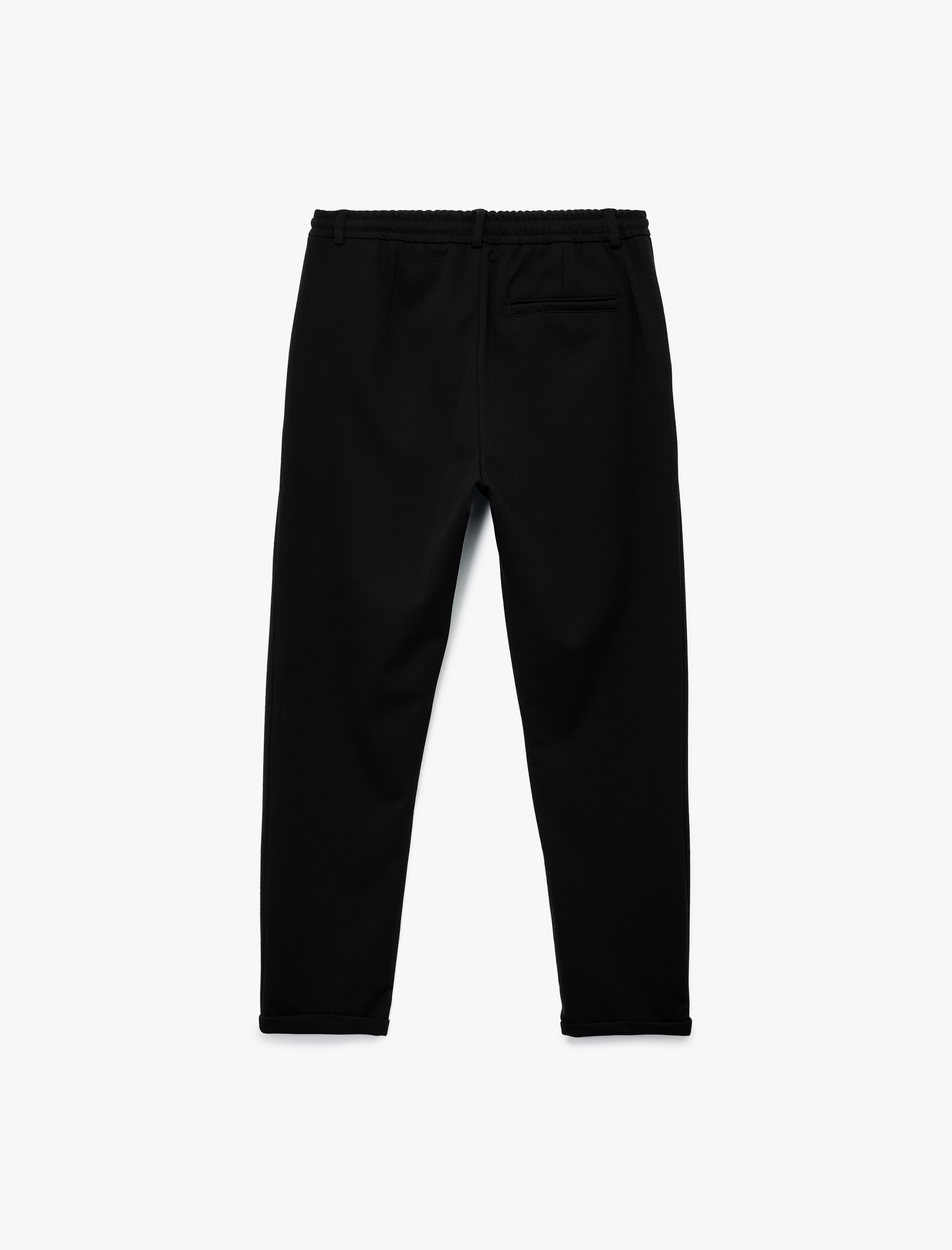   Cep Detaylı Düğmeli Pike Kumaş Beli Bağcıklı Pantolon