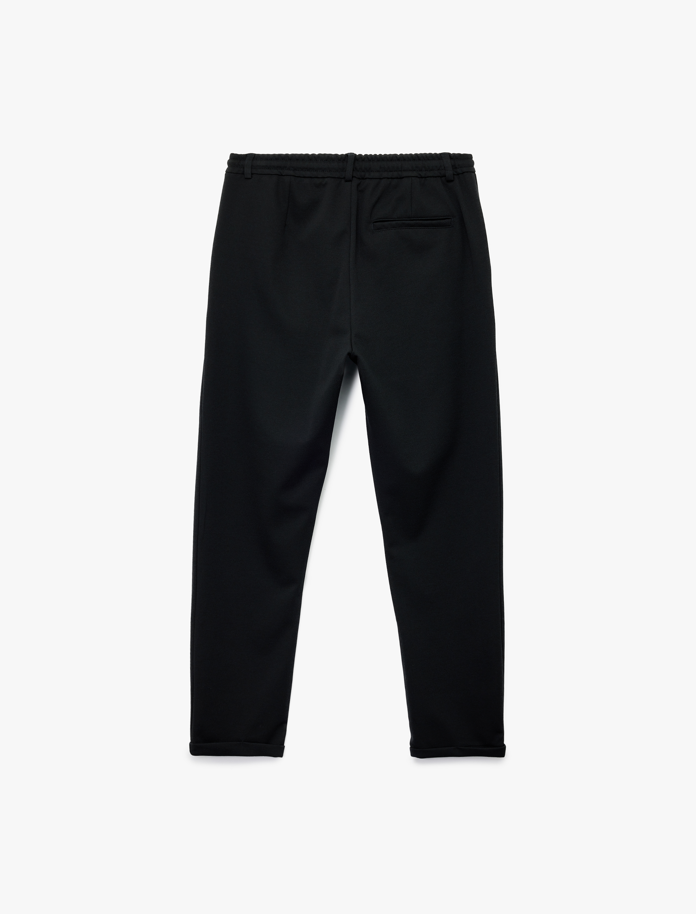   Cep Detaylı Düğmeli Pike Kumaş Beli Bağcıklı Pantolon